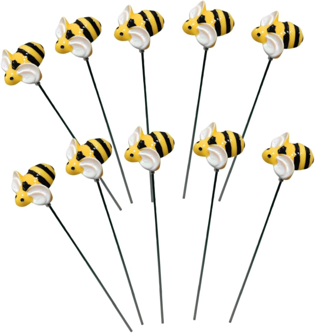 10Pcs Garden Stake Decor Simulation Bee Garden Stake Bees Ornaments for Patio Flower Decoration image number 4