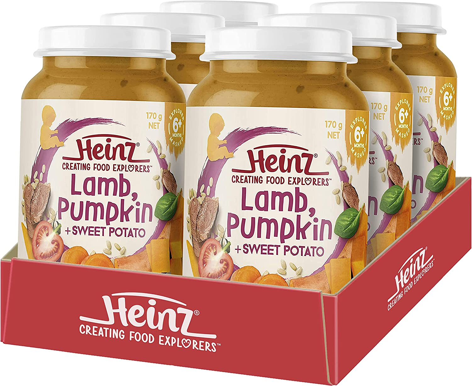 Heinz 6+ Months Lamb, Pumpkin and Sweet Potato Jar Heinz for Baby Food Jar No Artificial Flavours, No Preservatives, No Added Colours 170G (Pack of 6) image number 2