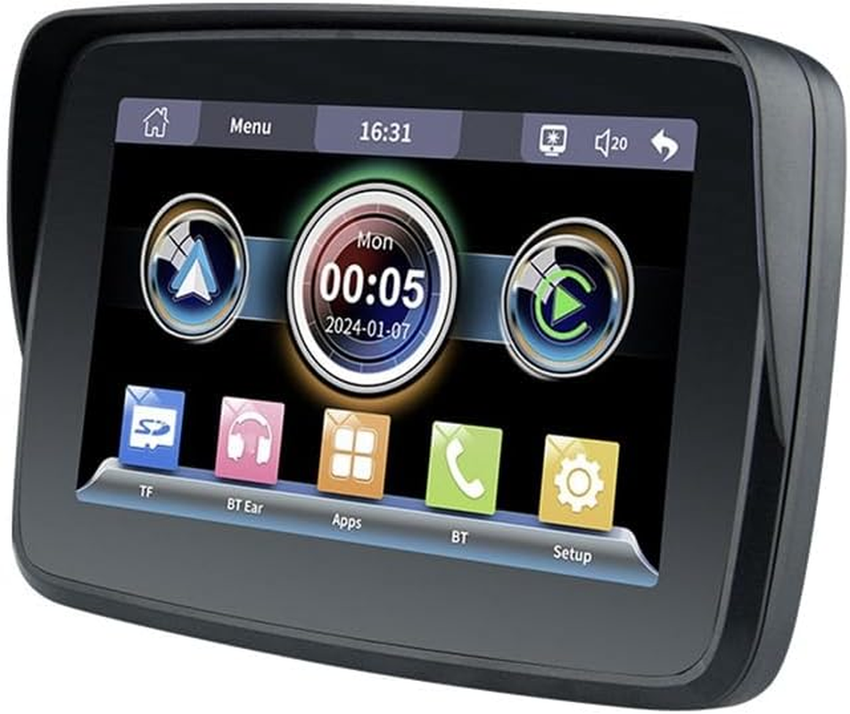 5 Inch Motorcycle Wireless Carplay Android Auto Portable Navigation GPS Screen Motorcycle Waterproof Display image number 4