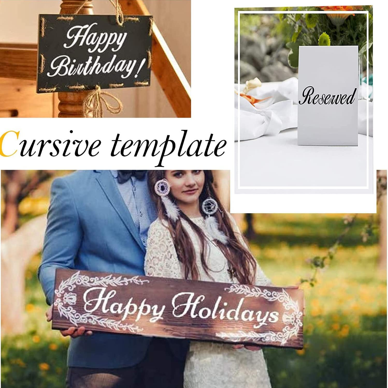 50 Pack Plastic Letter Stencils Alphabet Templates Number Symbol Sign Stencils for Painting on Wood Canvas Ceramic Wall T-Shirt Glass Arts Crafts image number 3