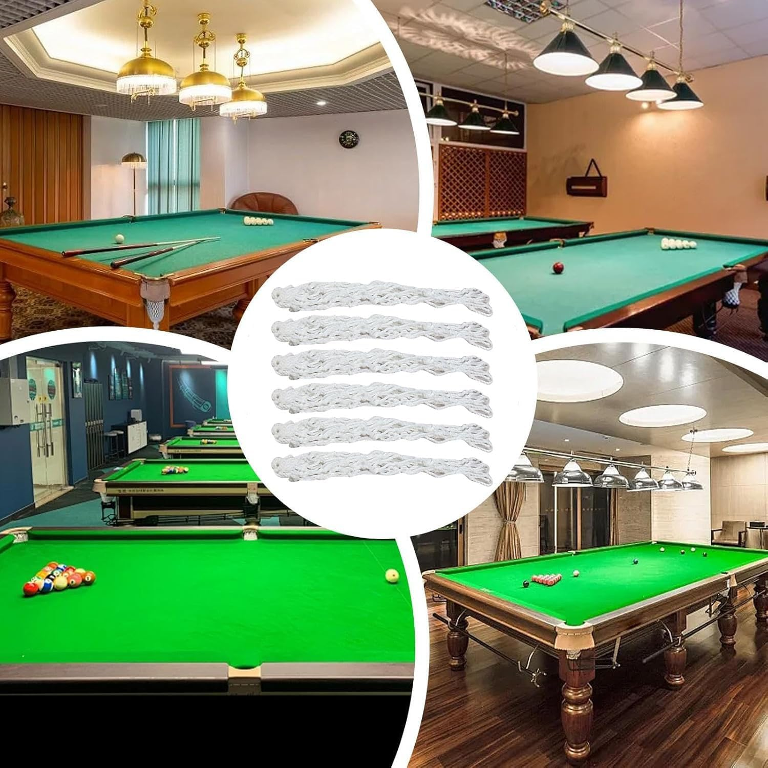 WADY 6Pcs Billiards Mesh Bag, Billiards Table Pocket, Pool Table Pockets Snooker Table Pockets, Pool Table Net Pouch Durable Cotton Accessories Billiard Net Bag Snooker Pocket for Sports Pool Halls image number 2