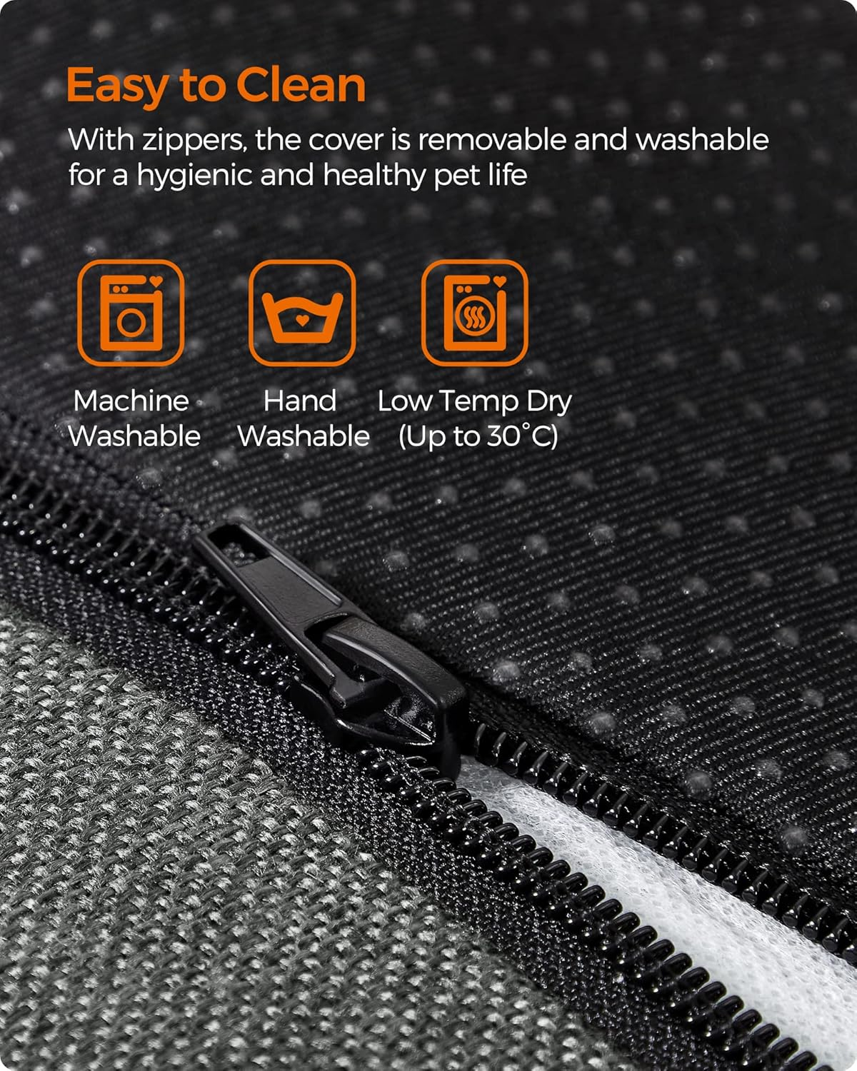 Feandrea PGW10GG Dog Bed Linen Look Dog Basket Raised Edges Non-Slip Backing Removable Washable Cover Medium for Small Dogs 70 X 55 X 21 Cm Light Grey image number 2