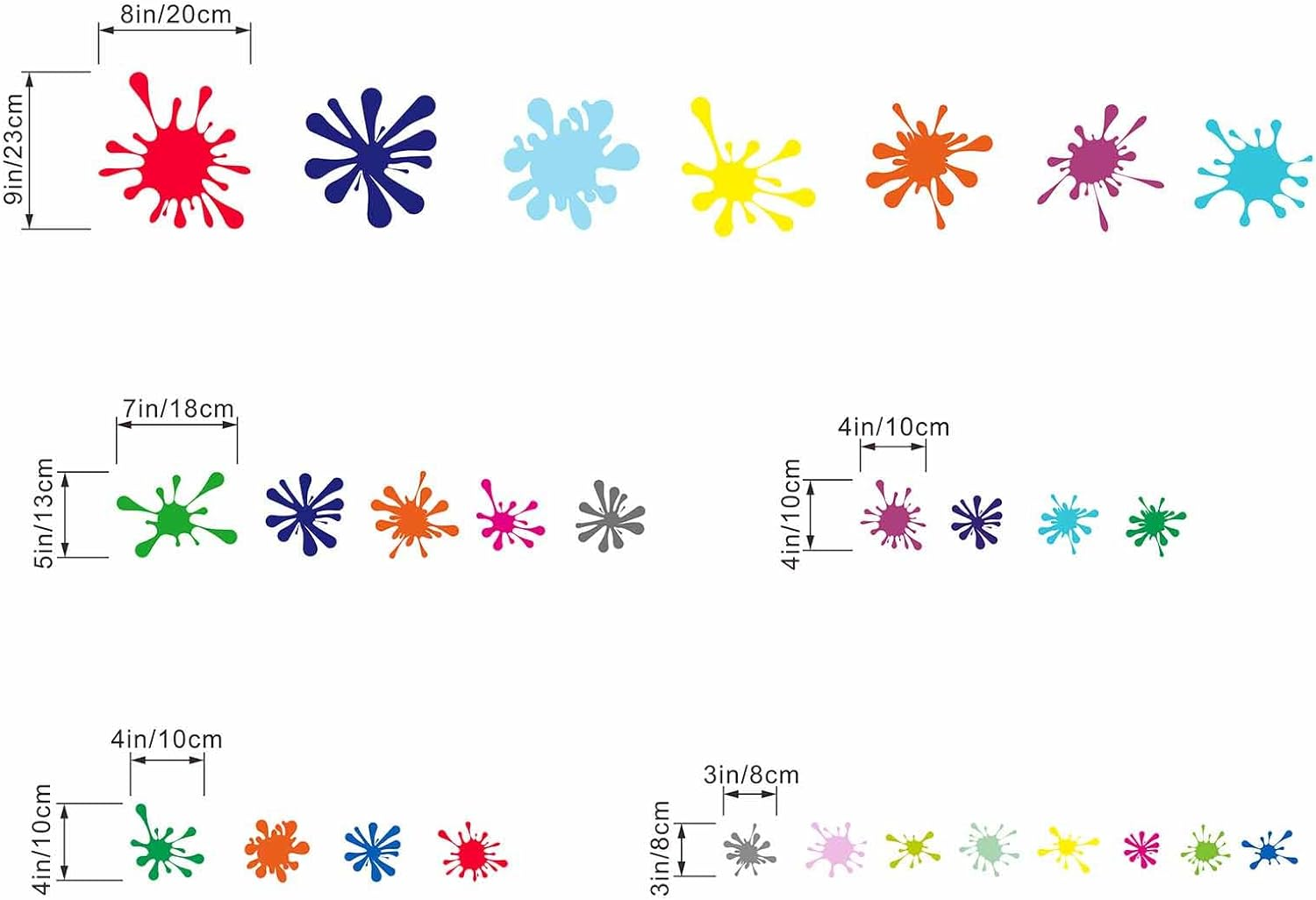 29Pcs Colorful Paint Splatter Wall Stickers - Graffiti Painting Splotches Wall Decals - Nursery Kids Baby Girls Boys Room Daycare Kindergarten Playroom Classroom Wall Decor