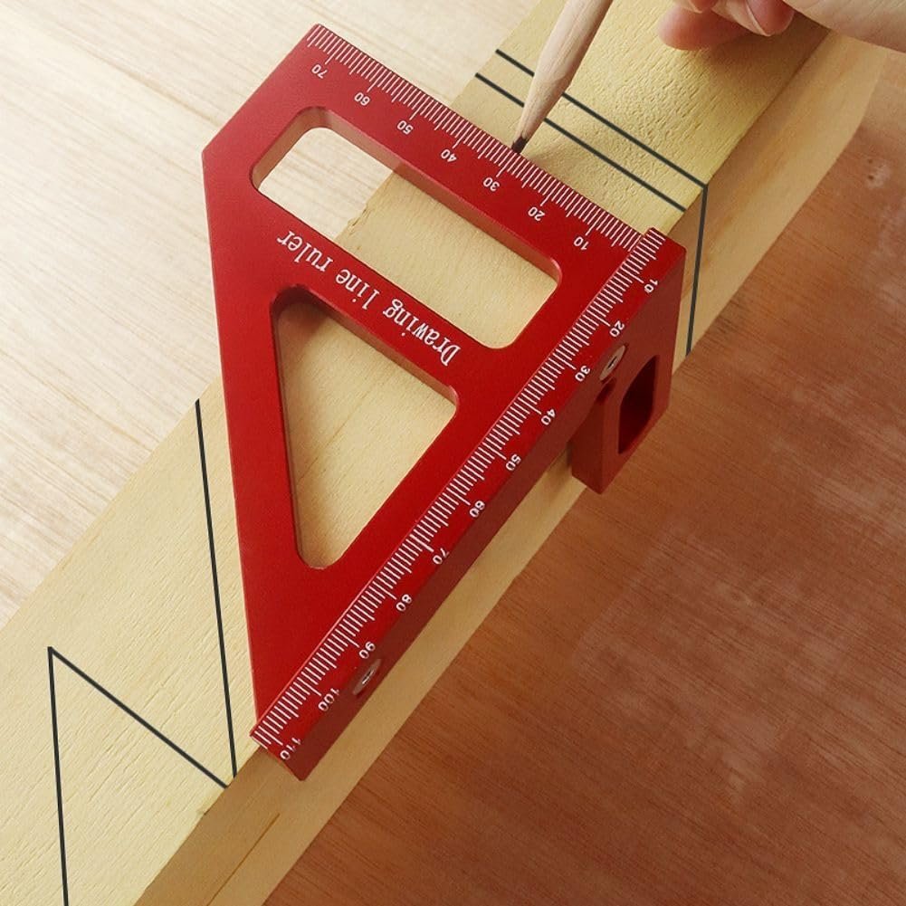 3D Multi-Angle Measuring Ruler, 45/90 Degree Aluminum Alloy Woodworking Square Protractor, Drawing Line Miter Triangle, High Precision Layout Tool for Engineer Carpenter - Blue(Imperial) image number 5