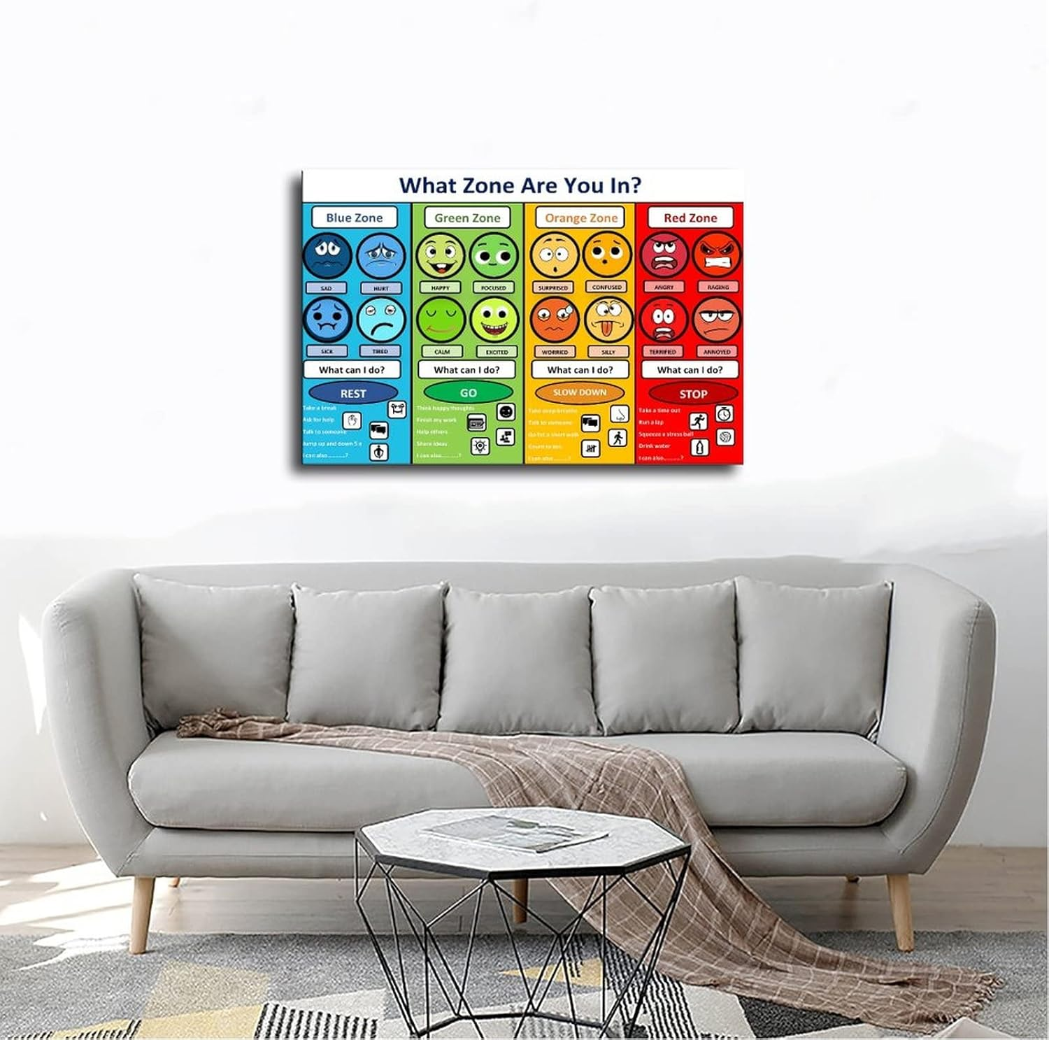 MYLU Emotional Management Zones of Regulation Educational Poster 3 Canvas Poster Bedroom Decor Sports Landscape Office Room Decor Gift Unframe-Style 12X18Inch(30X45Cm) image number 3