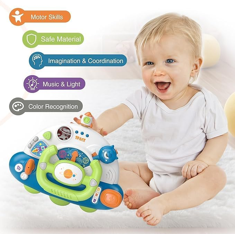 Baby Montessori Sensory Learning Travel Activities Toys with Sound Light - Baby Steering Wheel Music Toys for Babies over 1 Year - Infant Newborn Gifts for Toddlers 1-3 Year Old Boys Girls