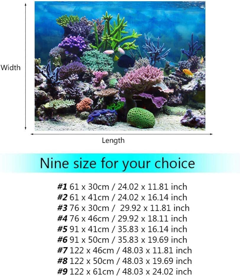 Aquarium Background, Fish Tank Background, Aquarium Background Poster Fish Tank Backdrop PVC Adhesive Underwater Reef Decor Paper Cling Decals Sticker, Fish Tank Decoration image number 3