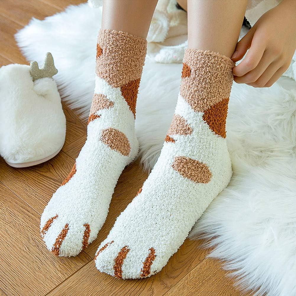 Plush Slipper Socks Women - Colorful Warm Crew Socks Cozy Soft 6 Pairs for Winter Indoor image number 5