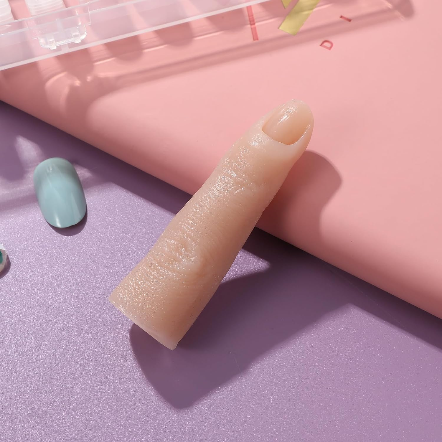 Silicone Practice Nail Art Finger Model Flexible Bendable Fake Nail Tip for Manicure Training Reusable Simulation Finger for Beginners image number 6