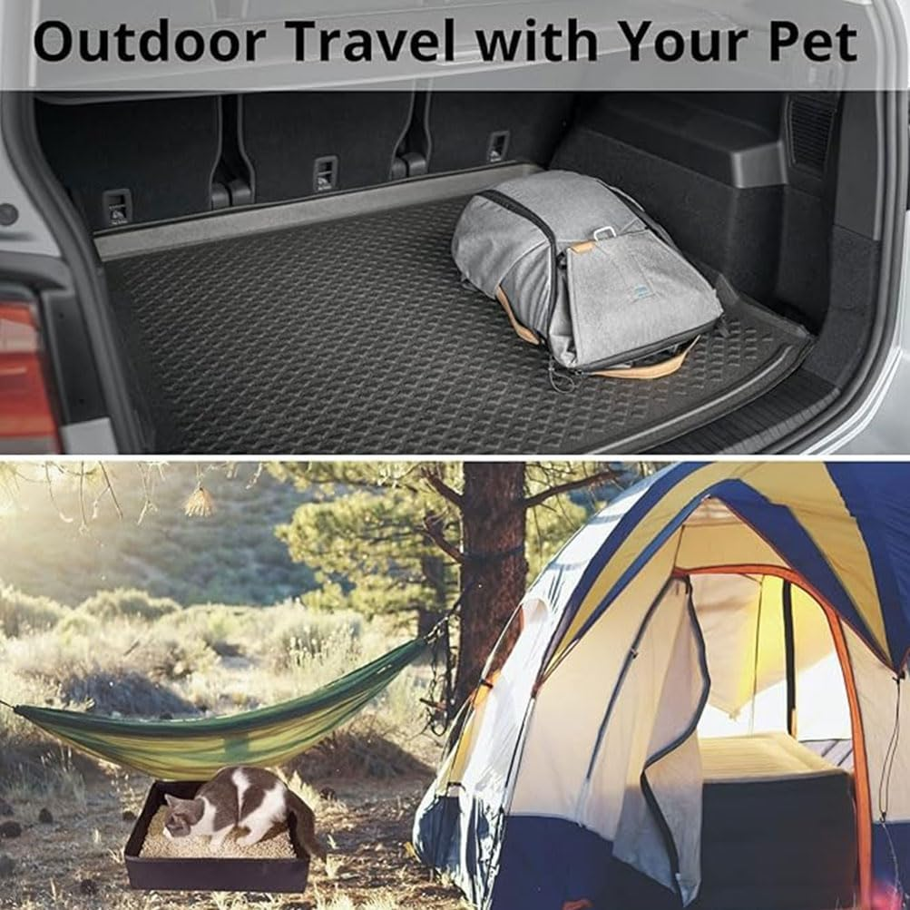 Portable Cat Litter Box, Travel Cat Litter Box (45 X 35 X 13 Cm) Foldable Waterproof Portable Cat Litter Box, Collapsible Foldable and Packable Light Weight for Indoor and Outdoor Use (2 Pcs) image number 4