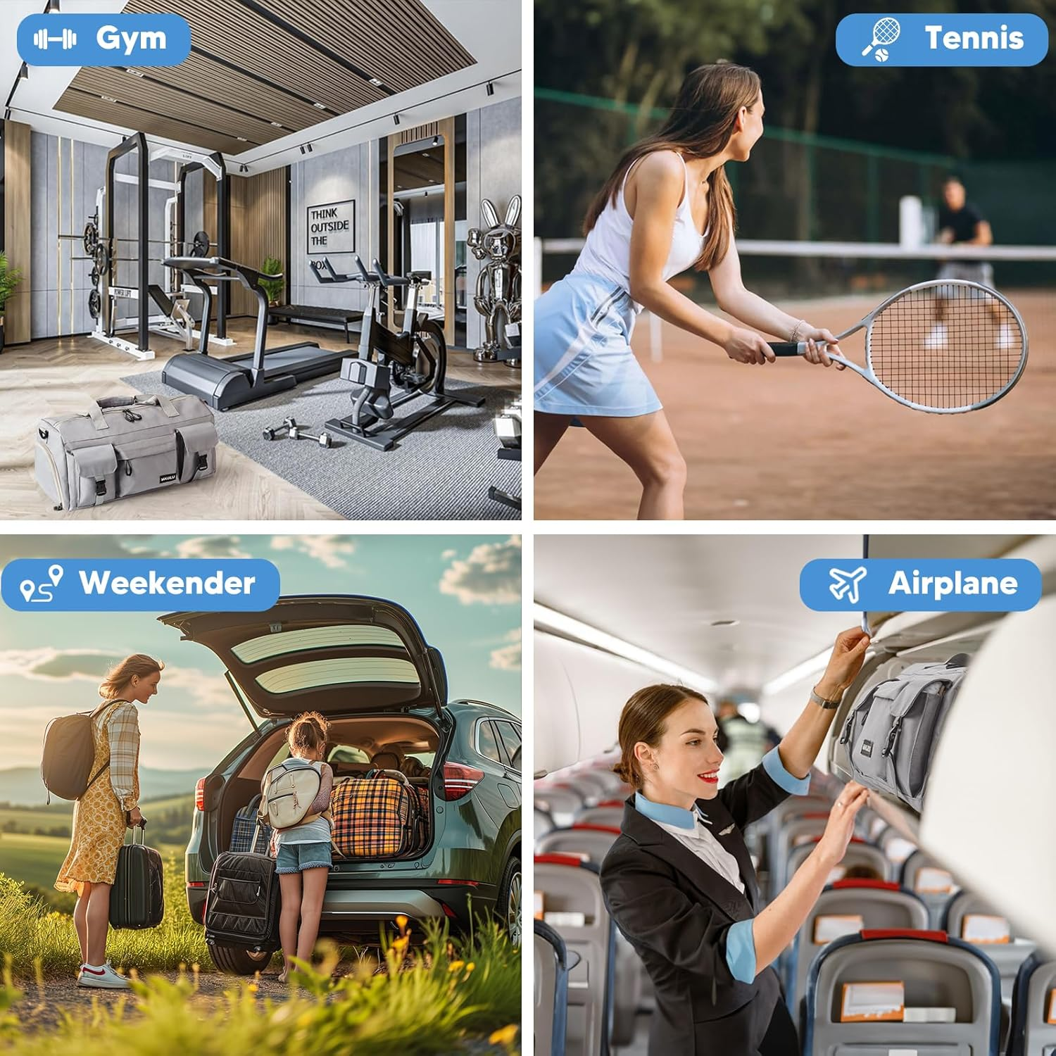 Gym Bag for Men Women Sports Gym Bag with Shoe Compartment and Wet Pocket Gym Duffel Bag Travel Bag Training Bag Weekender Bag for Sport Fitness Travel image number 4