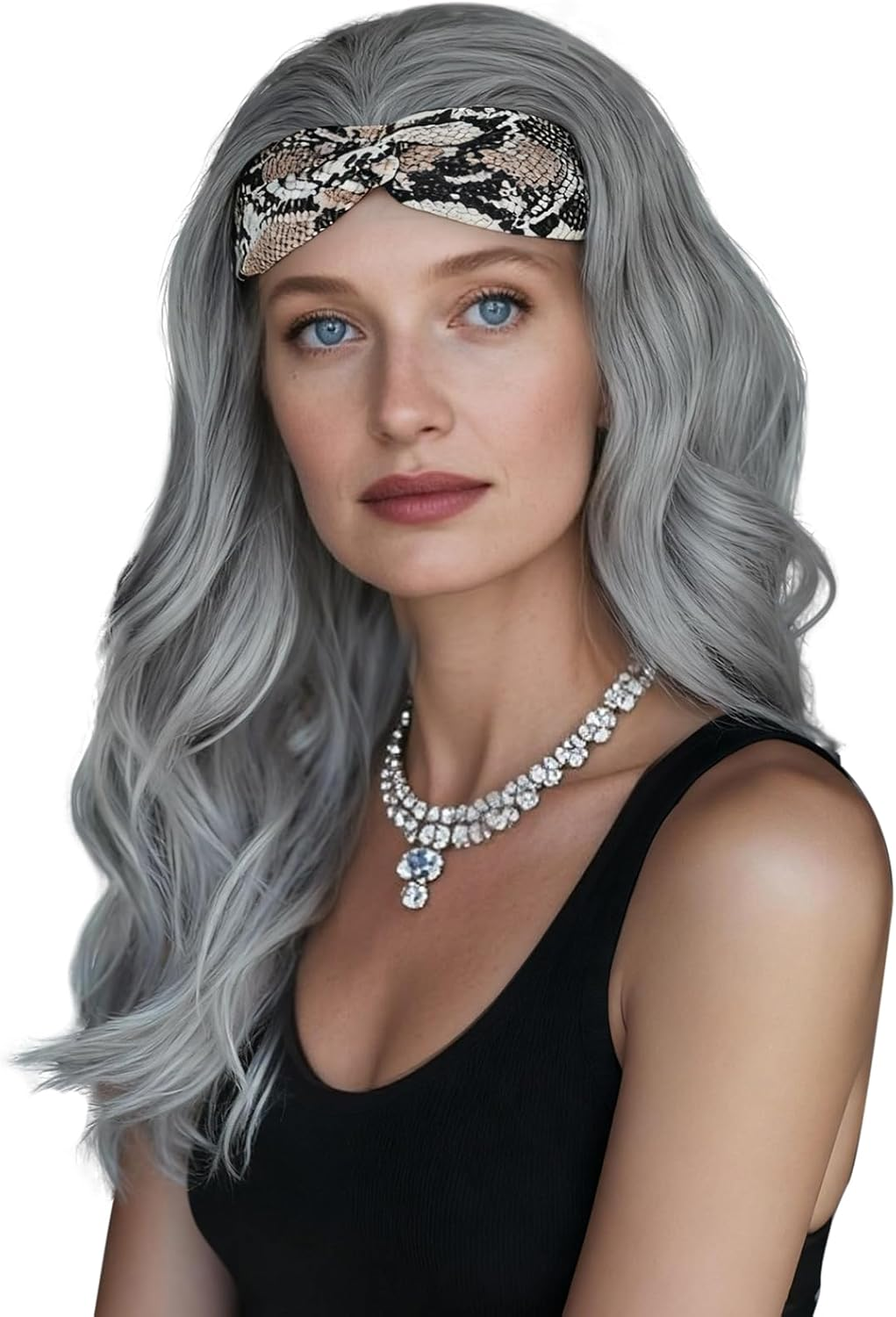 PHOCAS Deep Wave Headband Wig Ombre Blonde Headband Wig Long Curly Synthetic Headband Wig for Women Daily Use 23''/58Cm - A-Platinum Blonde image number 7