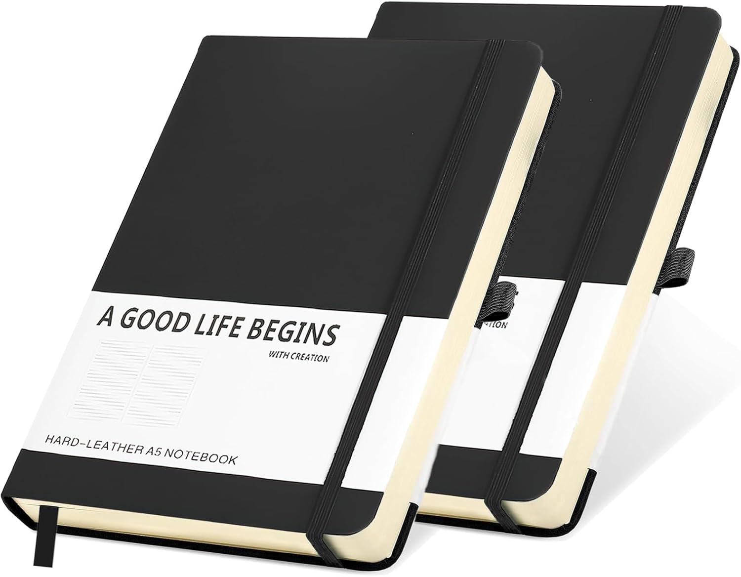 SAYEEC Lined Journal Notebook 1 Pack, A5 Hardcover Notebook for Work with Pockets, 200 Pages Thick Paper, Medium 14 Cm &times; 21 Cm (Blue)