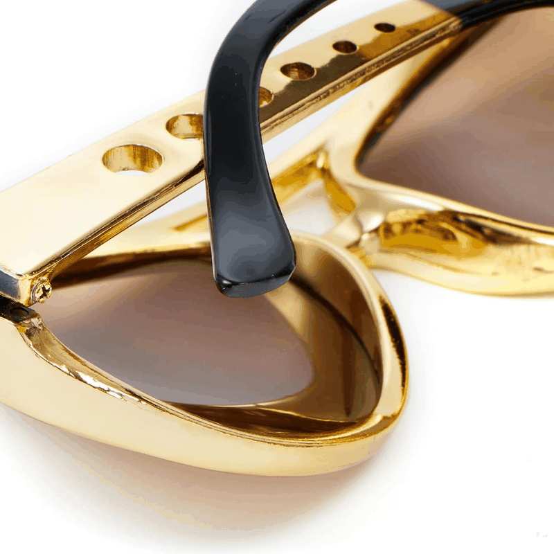 Spooktacular Creations Gold Sunglasses Disco Glasses, 50&rsquo;S 60&rsquo;S 70'S Glasses for Halloween Party Costume Rockstar Accessories, Gold Celebrity Sunglasses for Women and Men image number 4