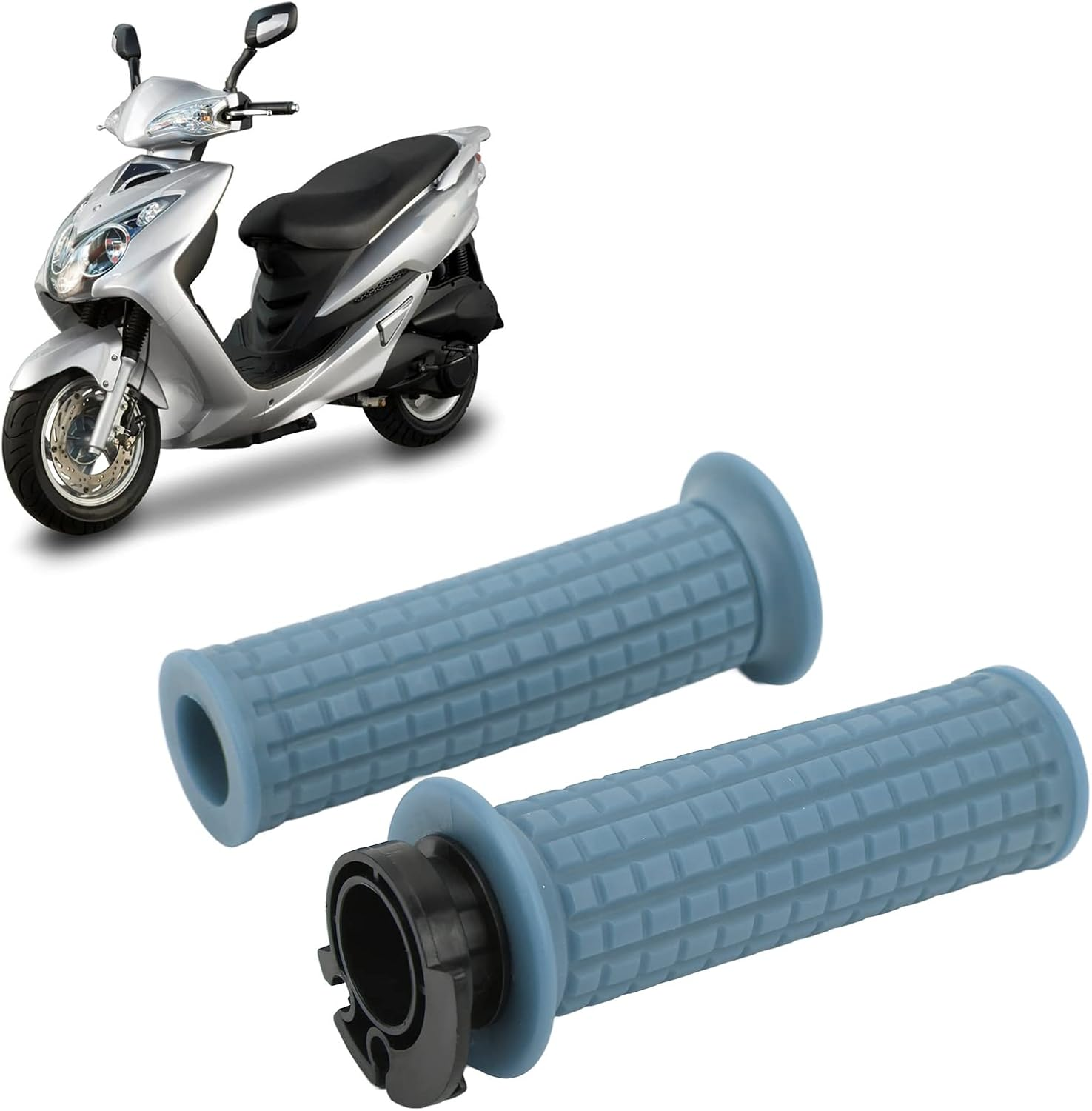 Motorcycle Handlebar Grips, Silicone Left Right Wear Resistant 22Mm Comfort Throttle Grips Direct Replacement for GY6 50Cc 80Cc 125Cc 150Cc (Blue) image number 1