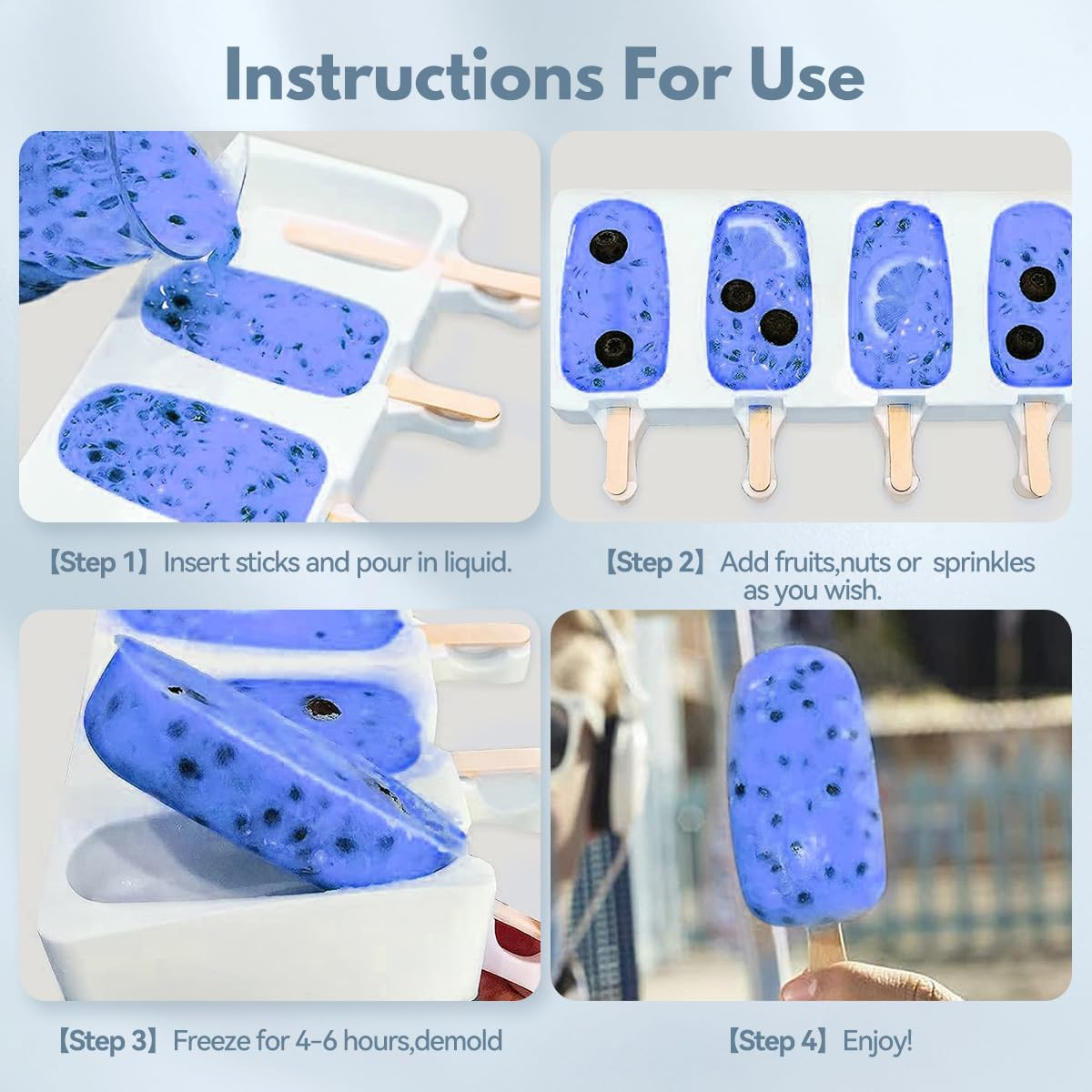 Cake Pop Moulds 2 Pack Silicone Ice Cream Molds with 2 Covers Large 10.2X5.7 Inch Bpa-Free Oval Popsicle Cakesicles Mold for DIY (Wooden Popsicle Sticks Not Included)