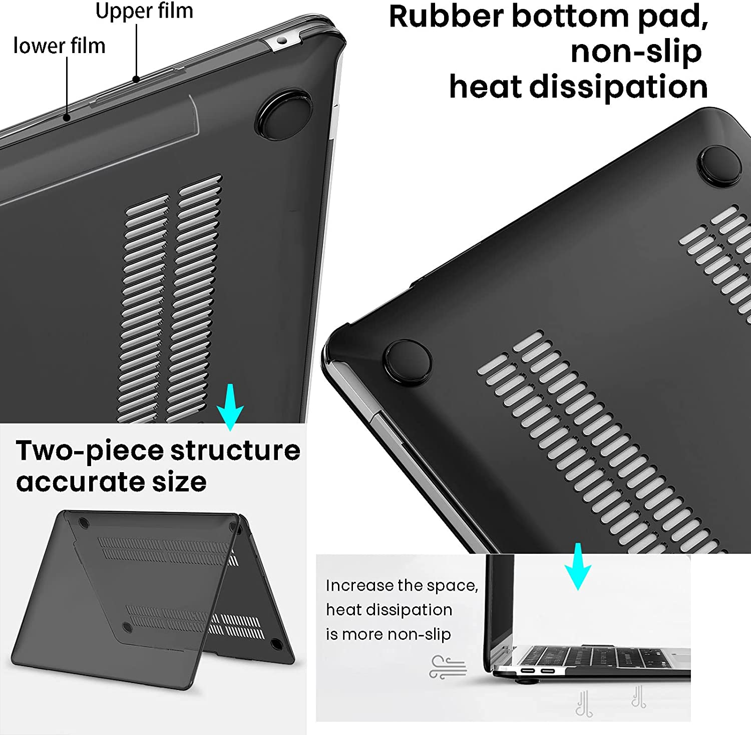 Gahwa Case Compatible with Macbook New Air 13 Inch 2020/2019/2018 (Model: A1932/A2179/A2337), Ultra Thin Protective Plastic Hard Case, Easy to Wipe, Smooth Case Cover - Black image number 6
