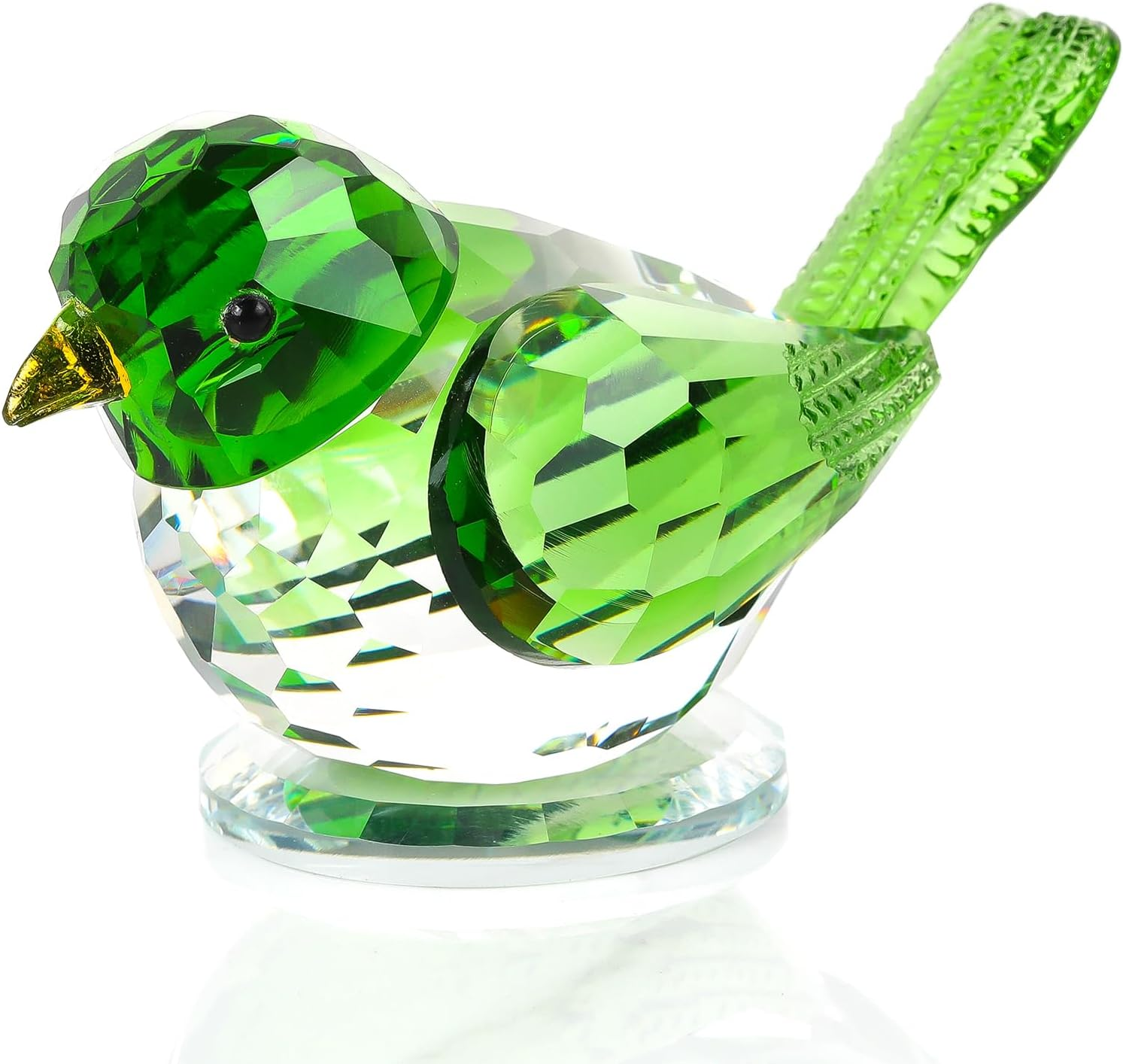 Ornalrist Crystal Green Clear Birds Figurine Handmade Collectible Animal Figurines Gifts for Him Dad Table Home Decoration Paperweight