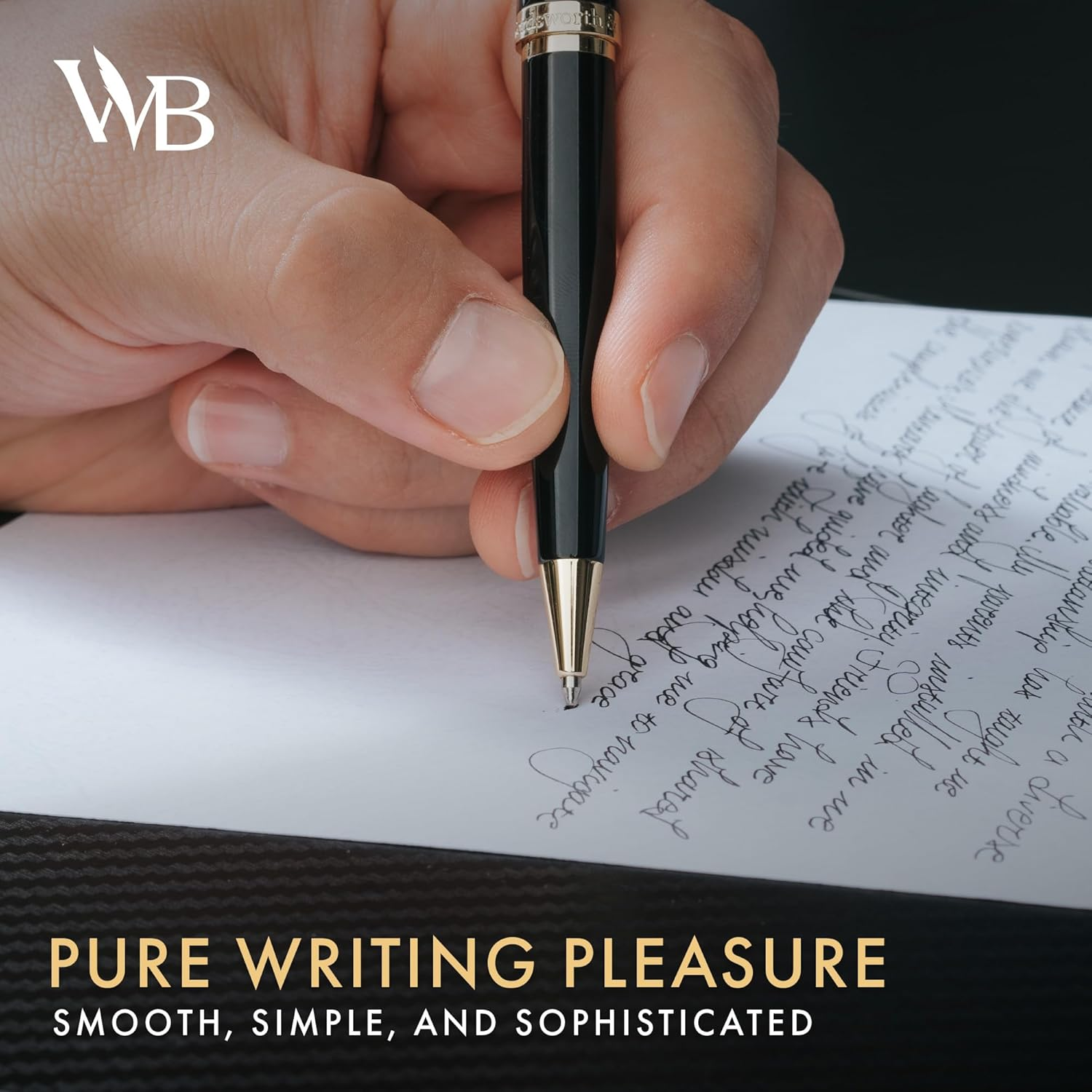 Wordsworth and Black Luxury Ballpoint Pen Set - Black Lacquer 24K Gold Finish, Refillable Fine Point, Elegant Men & Women, Includes Ink Refill, Nice Pens for Work image number 5