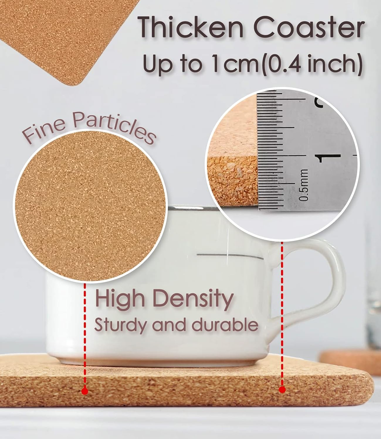 Cork Trivet, 4 Pcs High Density Thick Square Cork Trivets for Hot Dishes, 8 Inch Heat Resistant Multifunctional Cork Coaster, Cork Hot Pads for Table & Countertop KTLBCT16 image number 4