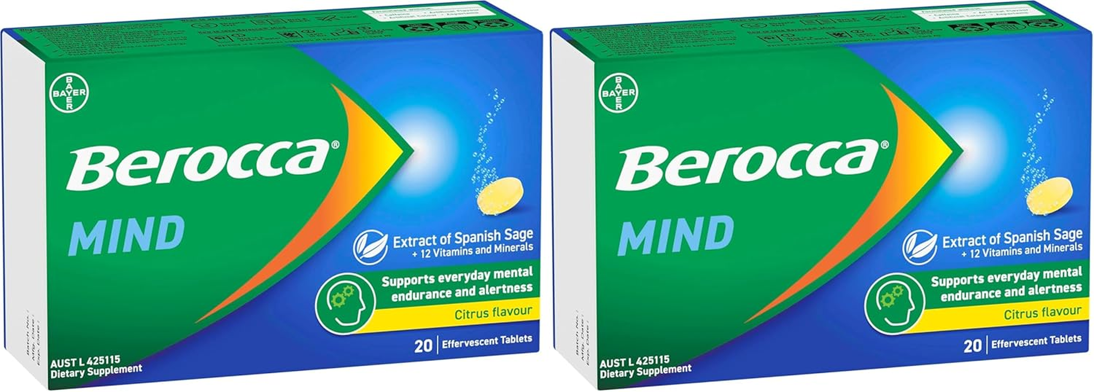 Berocca Mind Citrus Flavour Effervescent 20 Tablets image number 1