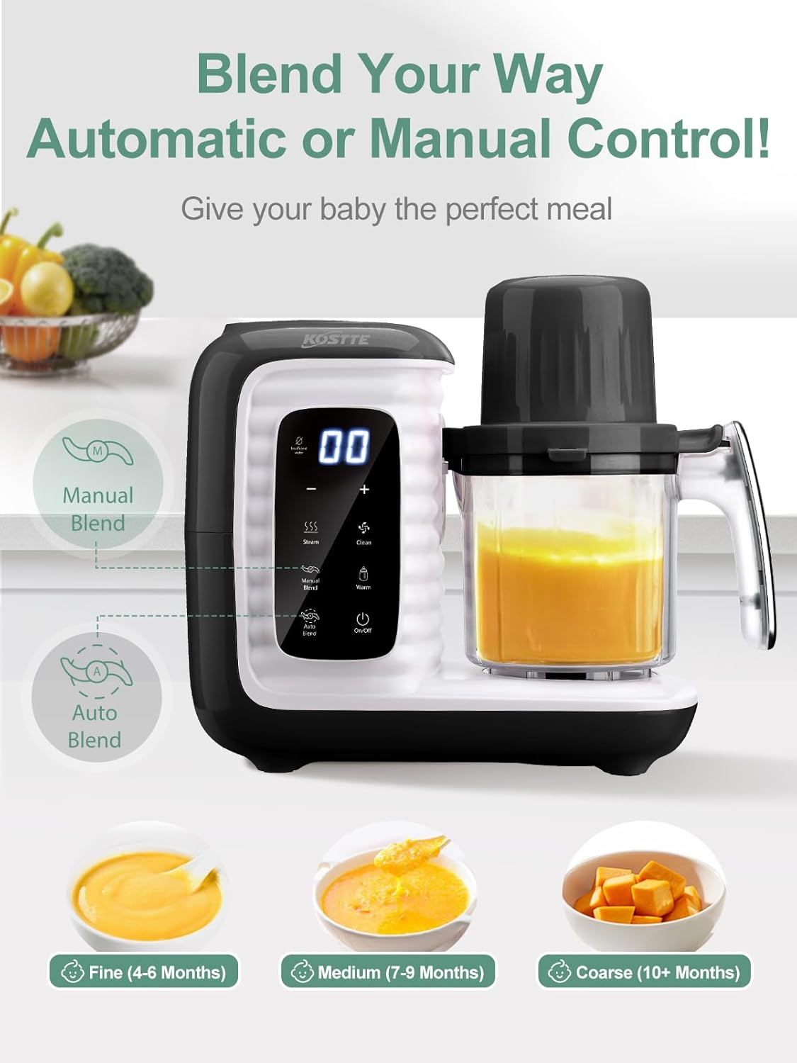 Baby Food Maker, Multifunctional Baby Porridge Maker, Quick Steam Cooking in 15 Minutes, Multifunctional Food Processor for Baby Food, Baby Steaming, Mixing image number 4