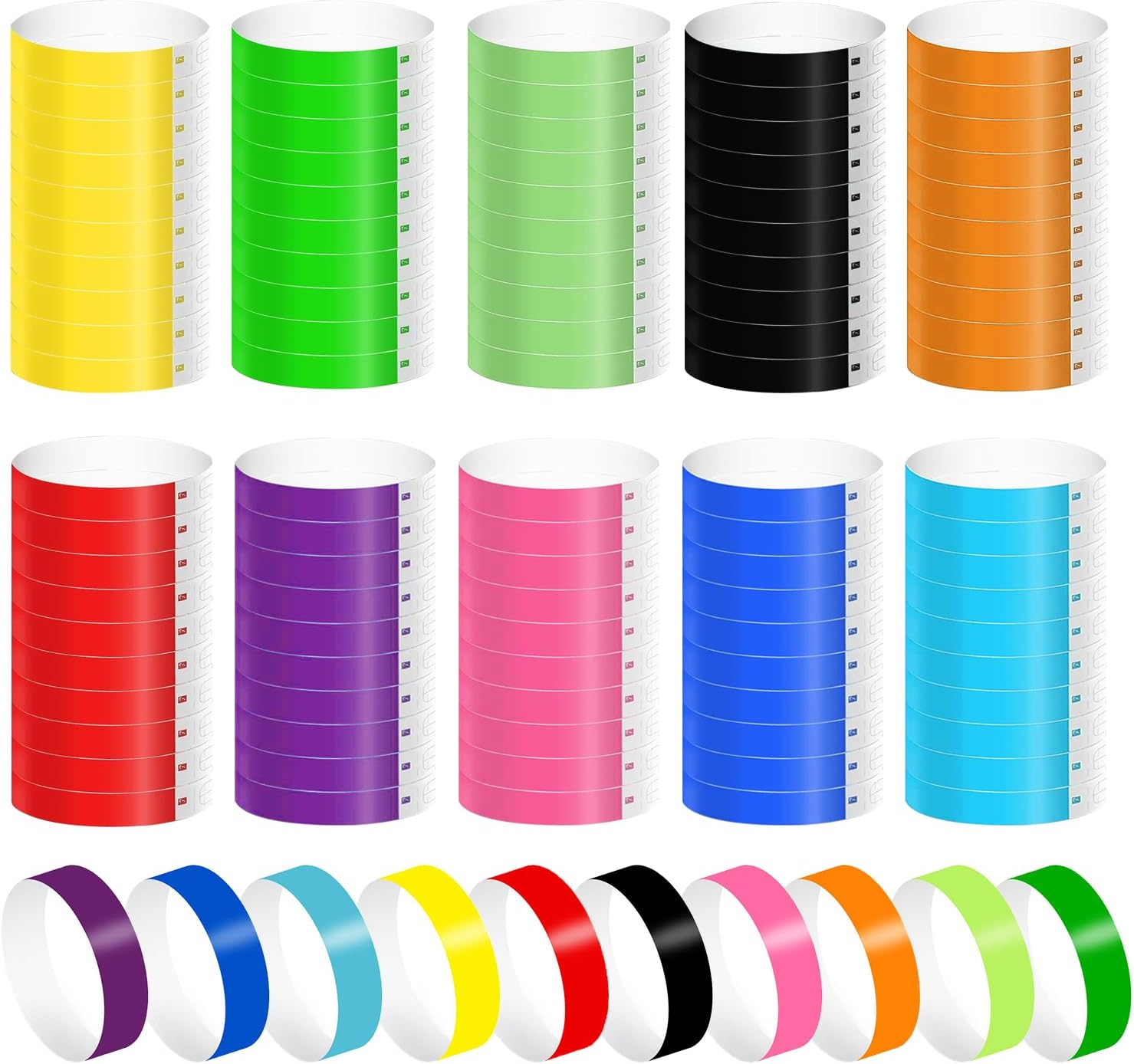 1000 Pieces Colorful Event ID Wristbands Colorful Tyvek Waterproof Paper Wristbands Party Wristbands Wristbands Bracelets for Events, Bars, Concerts. (100 Pieces) image number 2