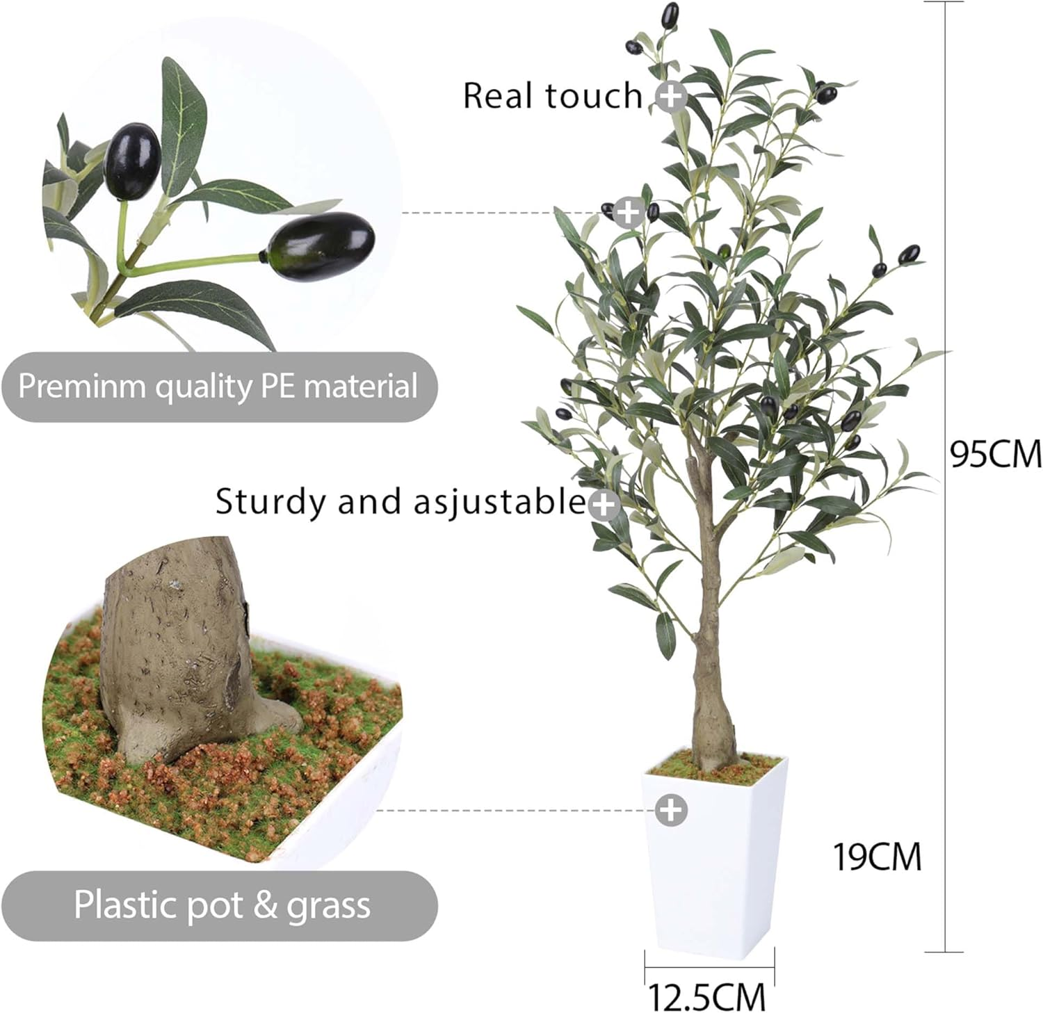 Artificial Olive Tree 95Cm/36Inche Faux Olive Tree Fake Olive Branch and Lifelike Fruits Potted Plants for Indoor Outdoor Home Offices Store Decor