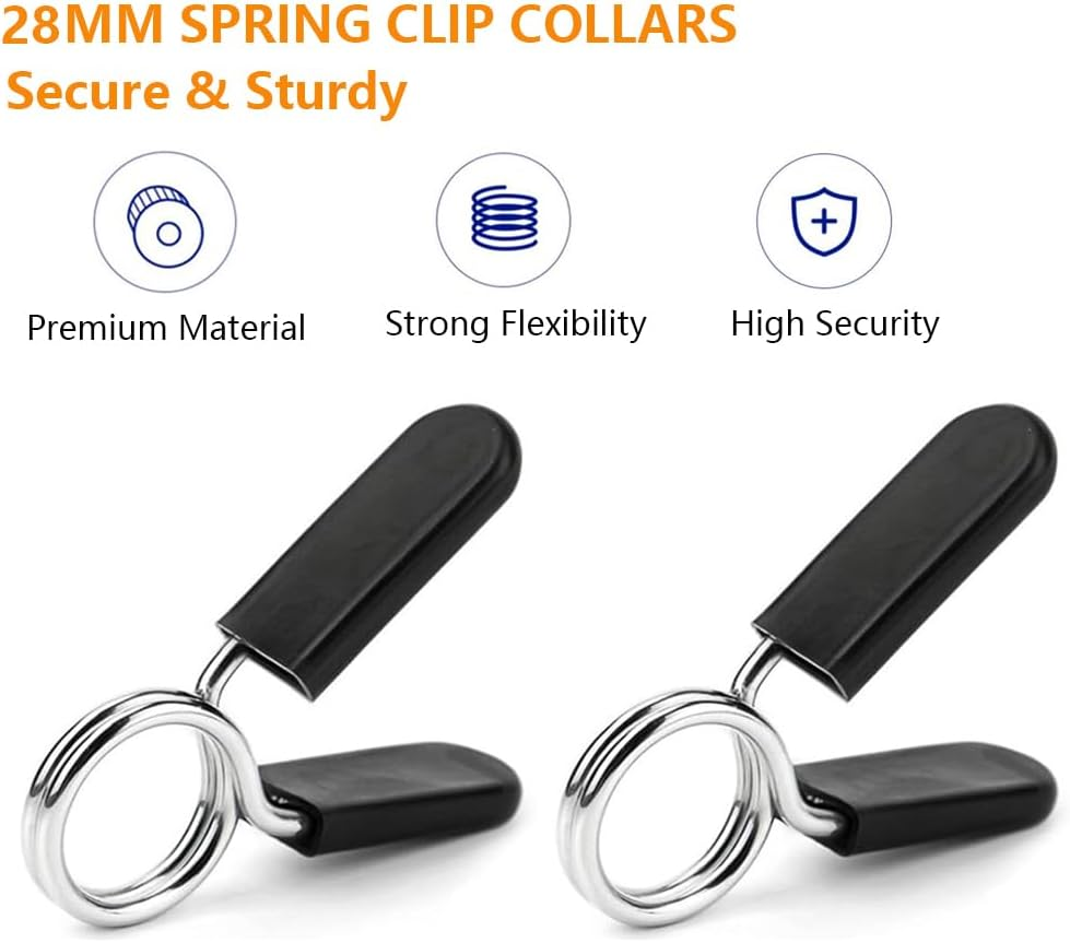 Barbell Clamps, Stainless Steel Spring Collar Clips and ABS Locking Barbell Collar, Pack of 4 Exercise Collars Quick Release Fitness Bar Clips Weight Lifting Dumbbell Weight Bar Clamps - 25Mm image number 4