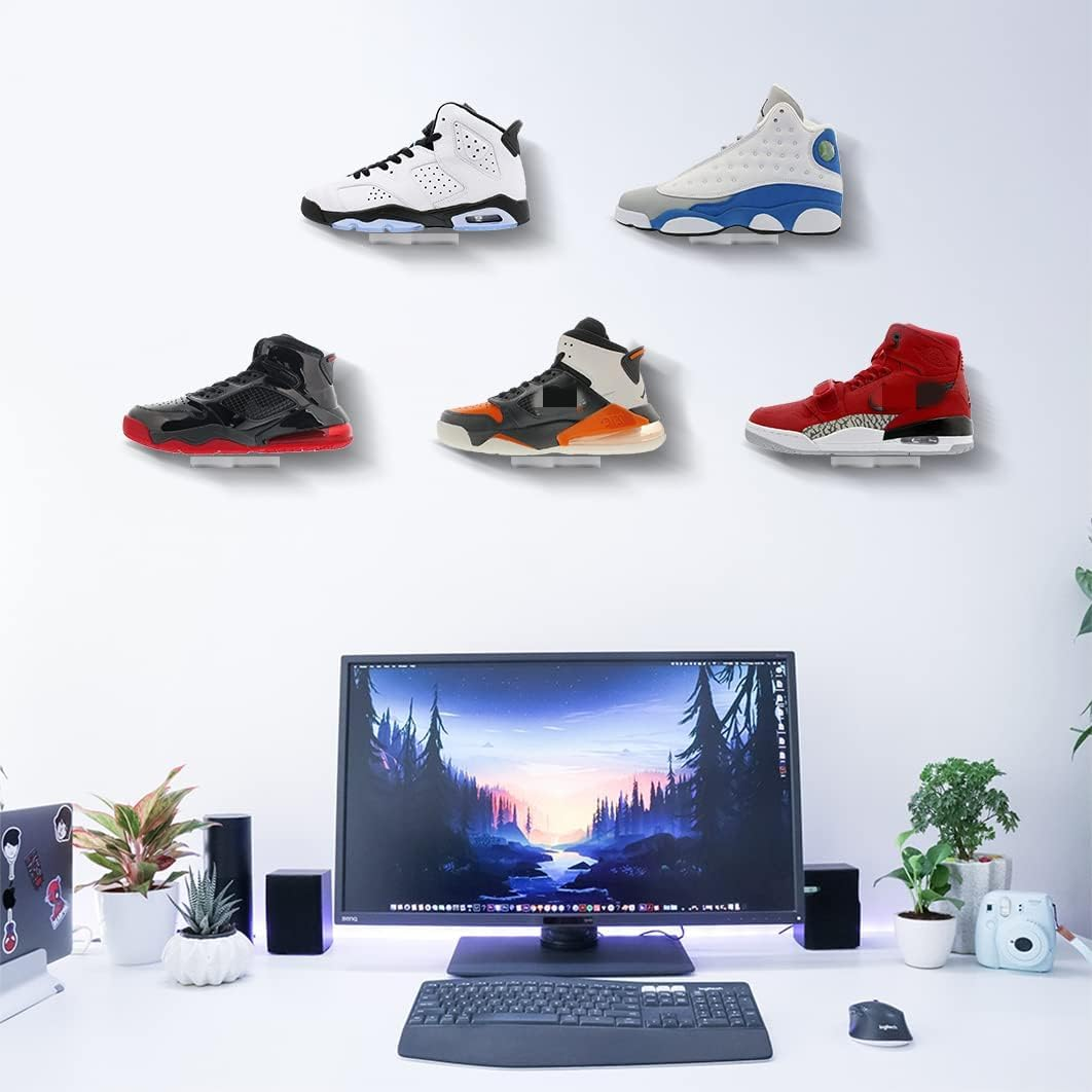 Floating Shoe Rack,Acrylic Clear Wall Mounted Shoe Display Shelf,Display Shoe&Sneaker Collectible Mini Shoe Rack for Gaming Room Room Decor for Men (12) image number 6