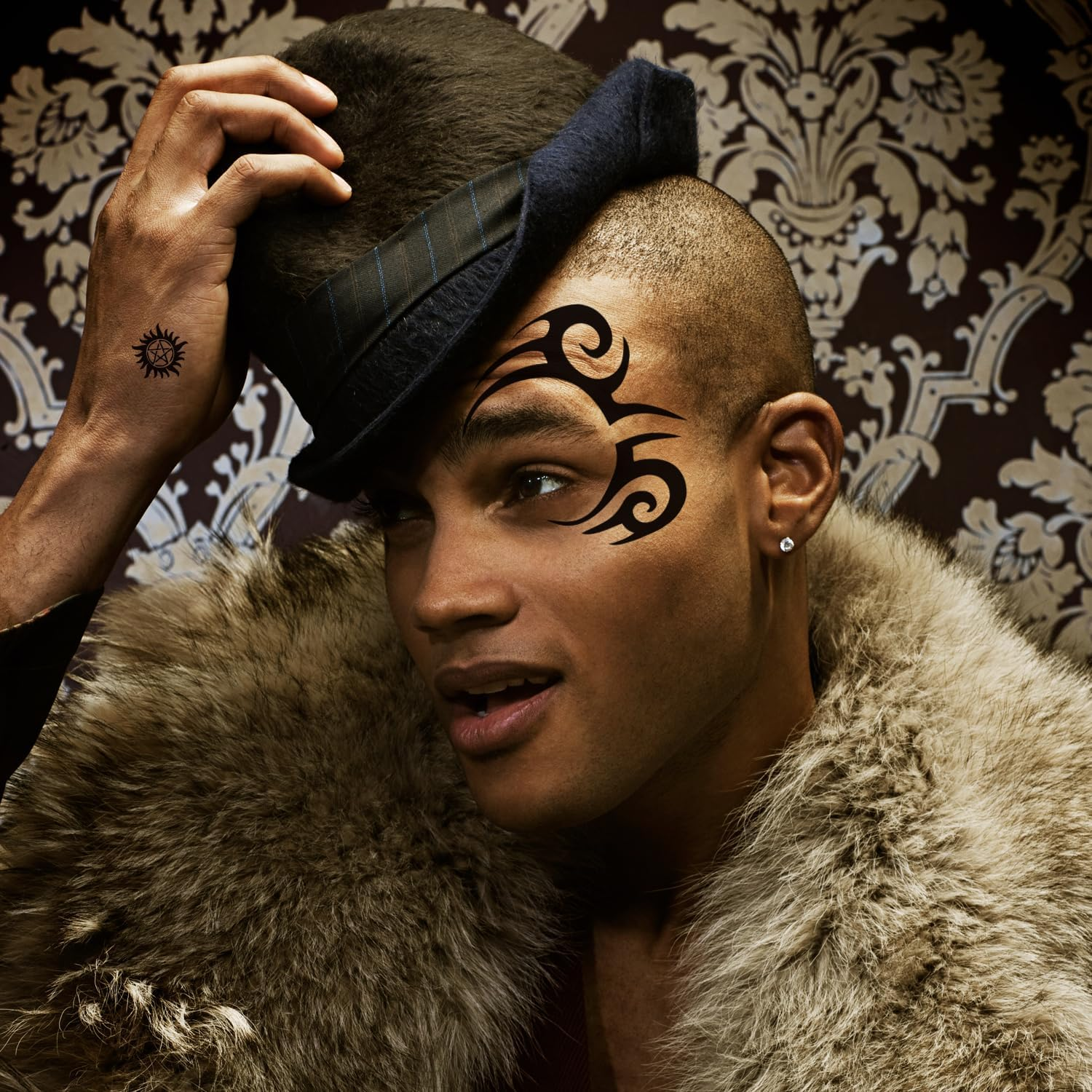 6 Sheets Temporary Tribal Face Tattoo, Waterproof Temporary Tattoos Halloween Tattoo Sticker for Men Women Tattoos image number 3