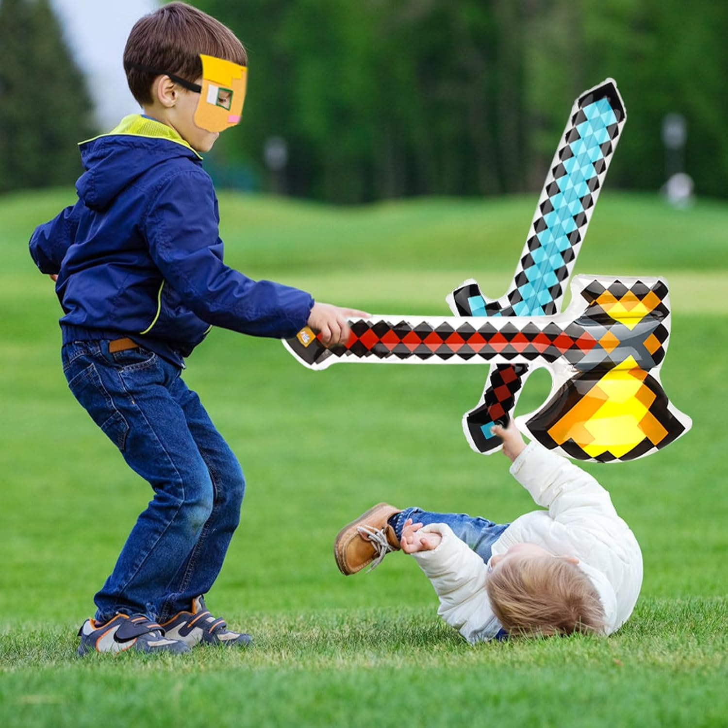 Miner Video Game Party Bag Pixel Party Pack for Children'S Birthday Party Bags, Miner Gamer Children'S Birthday Boy with 6 Balloons and 6 Felt Masks Party Bag Party Birthday Decoration Games image number 5