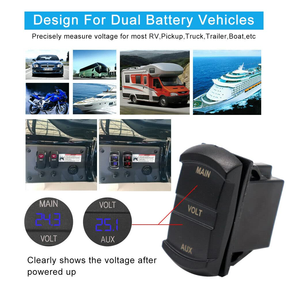 12V Volt Meter Dual Battery Monitor LED Digital Car Boat Voltage Marine Gauge AU image number 1