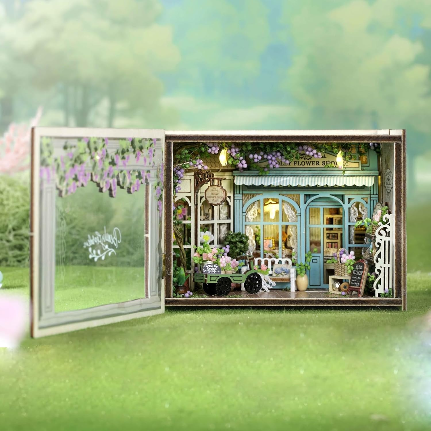 CUTEROOM DIY Doll Room Miniature Furniture House Kit with LED Light and Accessories-Light Refreshment Restaurant (MINI112) image number 3