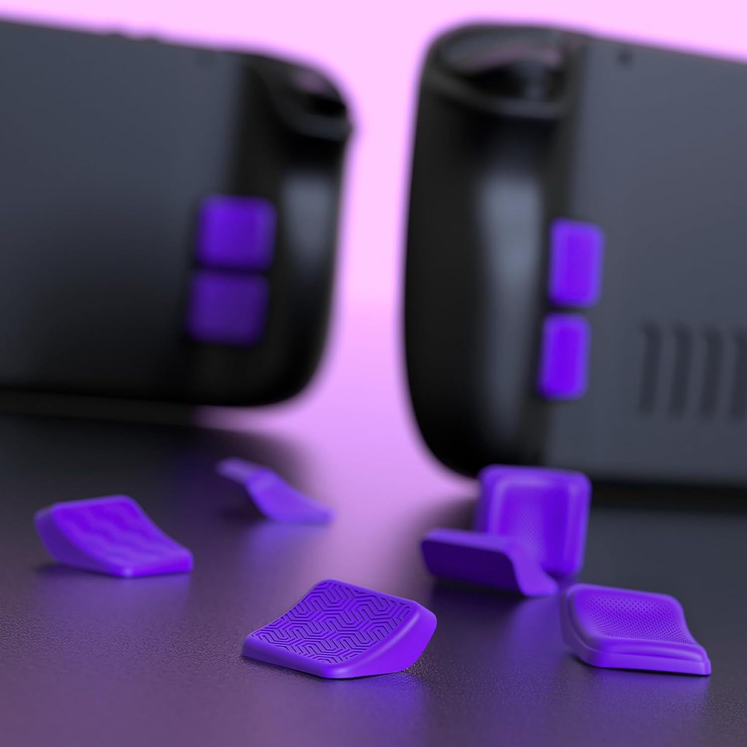 Playvital Mix Version Back Button Enhancement Set for Steam Deck LCD, Grip Improvement Button Protection Kit for Steam Deck OLED - Streamlined & Studded Design - Purple image number 4