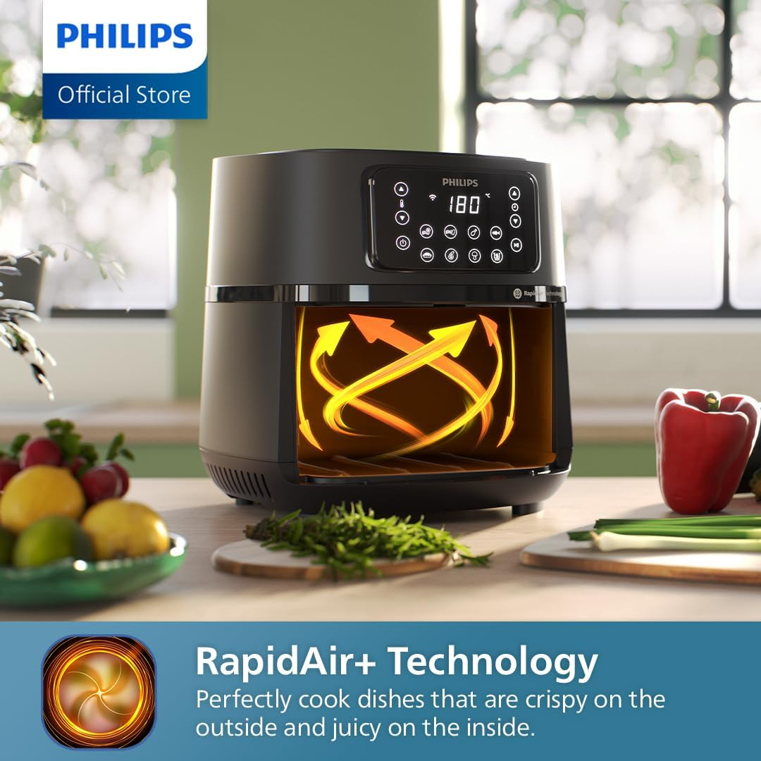 Philips 5000 Series XXL Connected Airfryer - Rapid Air Technology, 16-In-1 Ways to Cook, Large 7.2L Capacity, up to 90% Less Fat, Wi-Fi Connectivity, Dishwasher Safe, Homeid App (HD9285/90) image number 3