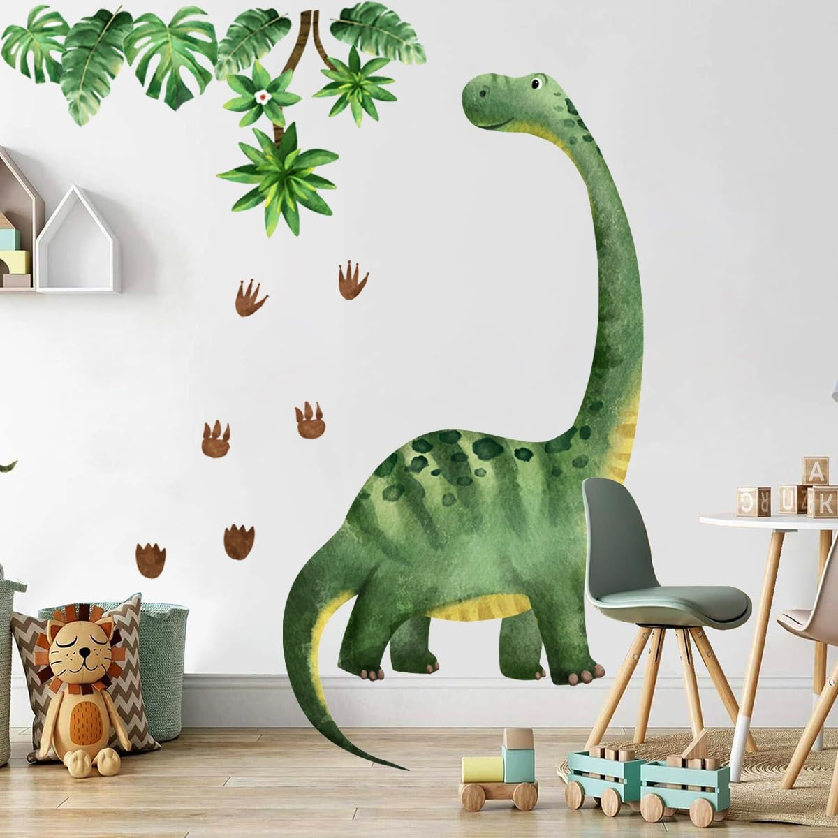 Large Dinosaur Wall Decals for Boys Bedroom Dino Footprints Wall Stickers Peel and Stick Baby Toddler Kids Room Wall Decor Murals for Nursery Daycare Classroom Decoration (KL-BM2063) image number 6