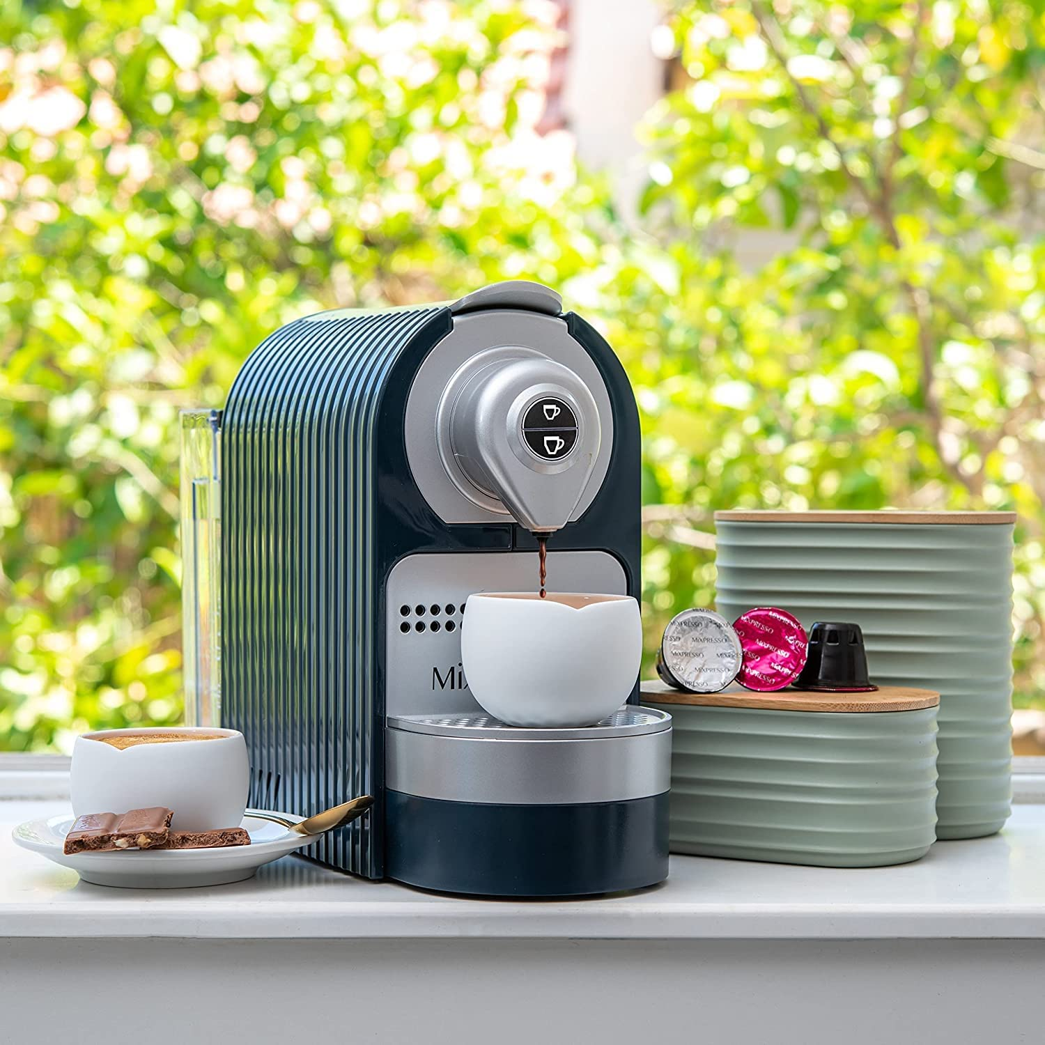 Mixpresso Olive Green Canisters Sets for the Kitchen &ndash; 3-Piece Airtight Plastic Sugar Container Set with Bamboo Lids in Three Different Sizes &ndash; Decorative Modern Storage Jars for Coffee &Tea image number 6