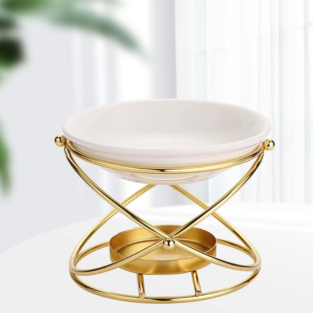 Generic Meltinging Essential Oil Warmer, Burner Ceramic Oil Tealight Holder Bedroom Decor Christmas Housewarming Gift, Golden image number 2
