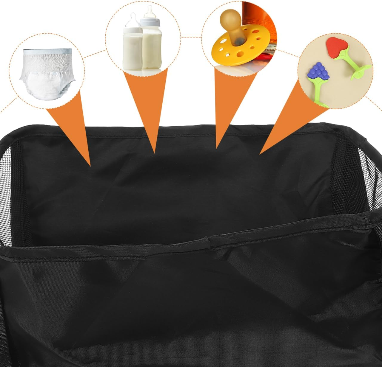 Abaodam Universal Stroller Organizer Bag - Lightweight Oxford Cloth Storage Basket for Baby Essentials under Stroller - Pram Caddy for Diapers Pacifiers and Toys image number 1