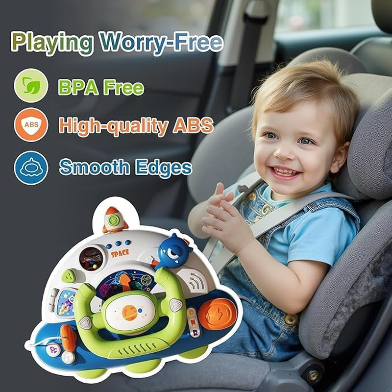Baby Montessori Sensory Learning Travel Activities Toys with Sound Light - Baby Steering Wheel Music Toys for Babies over 1 Year - Infant Newborn Gifts for Toddlers 1-3 Year Old Boys Girls image number 3
