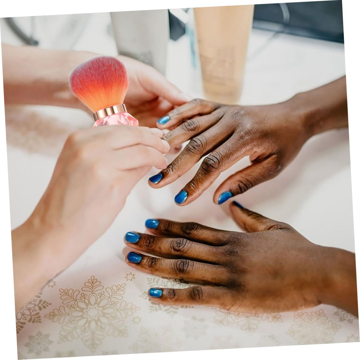 2Pcs Portable Nail Powder Brush Diamond Shape Makeup and Nail Cleaning Tool for Manicure and Pedicure Stylish Design for Women image number 2