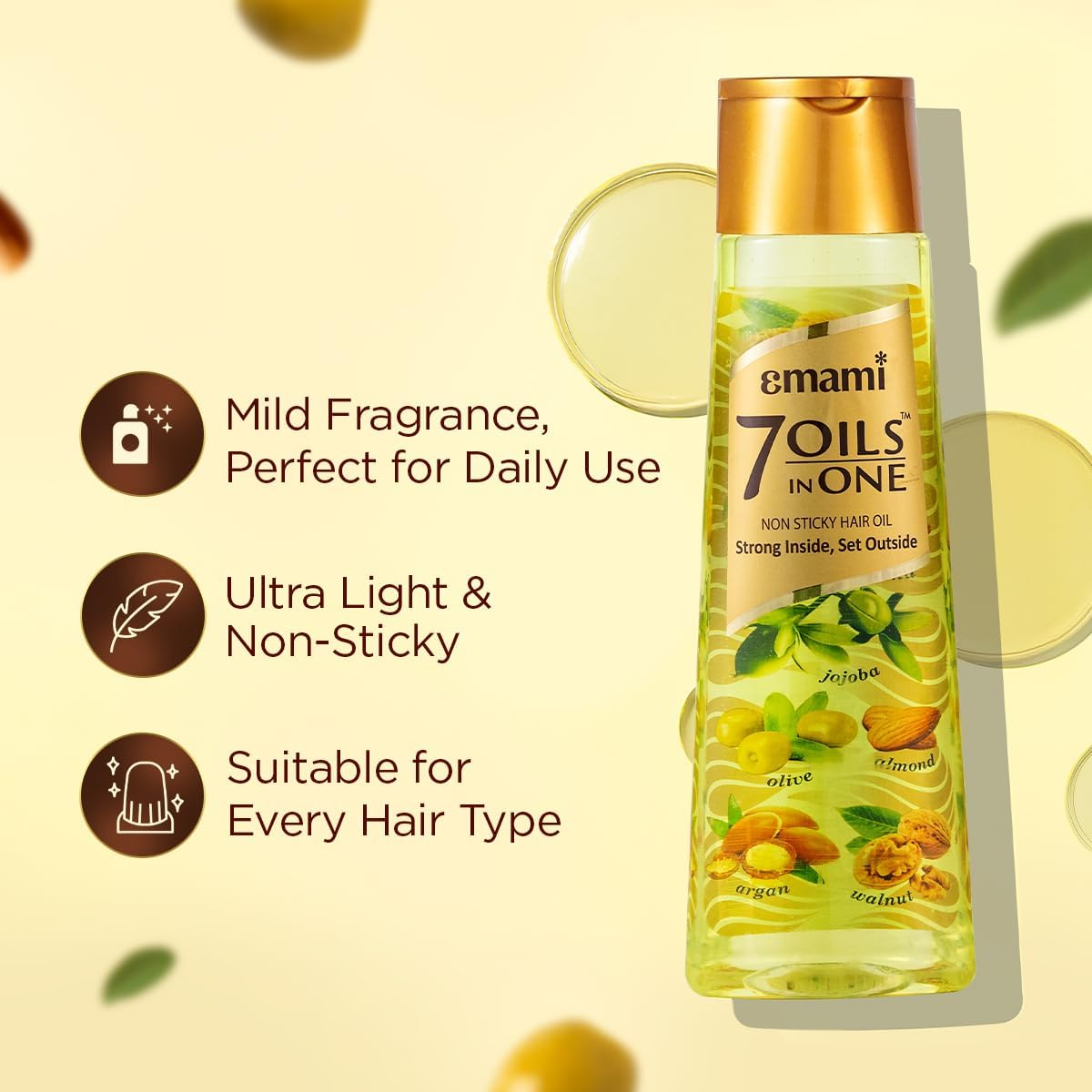 Emami 7 Oils in One Hair Oil, Non-Sticky, Strong inside and Set Outside- 300Ml