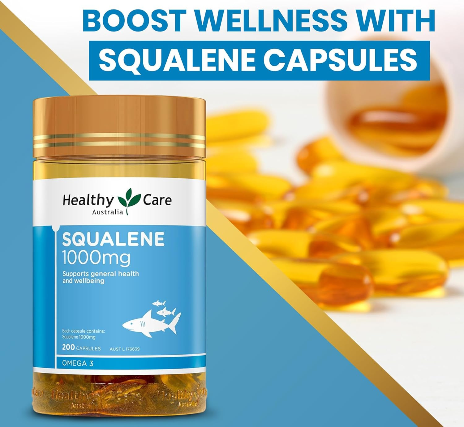 Healthy Care Squalene Capsules - Natural Antioxidant Support for Enhanced Wellbeing - Premium Quality Dietary Supplement - 200 Capsules - 1000 Mg image number 4
