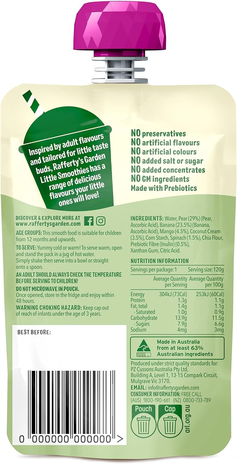 Rafferty'S Garden Coconut Green No Added Sugar Little Smoothies for 1-3 Year Old Toddlers 120G (Case of 6) image number 3
