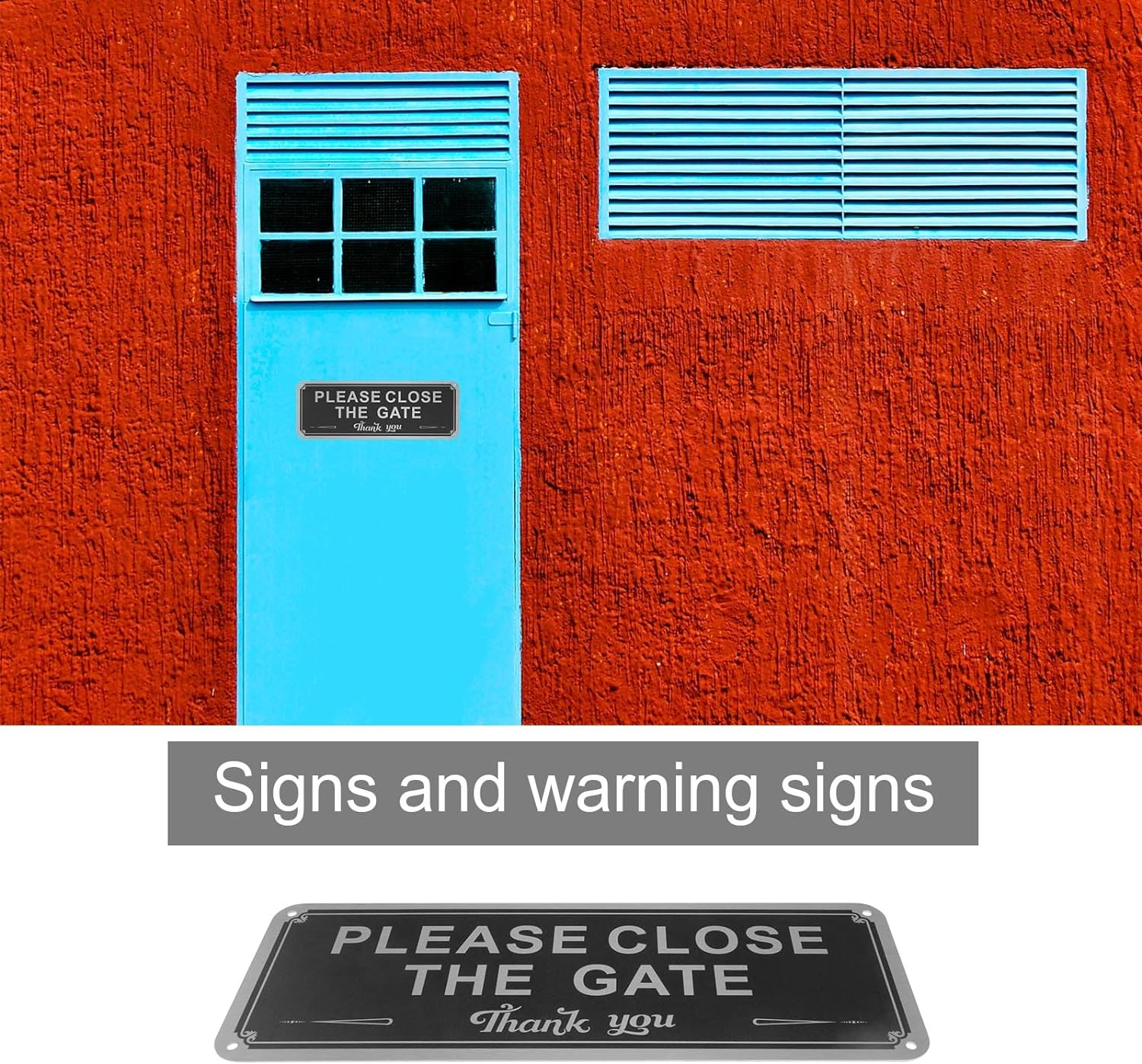 Emagtech 2Pcs Please Close the Gate Signs Hanging Signs Aluminum Signs 250Mmx90Mmx1Mm for Indoor Outdoor Environments Front Rear Doors image number 4