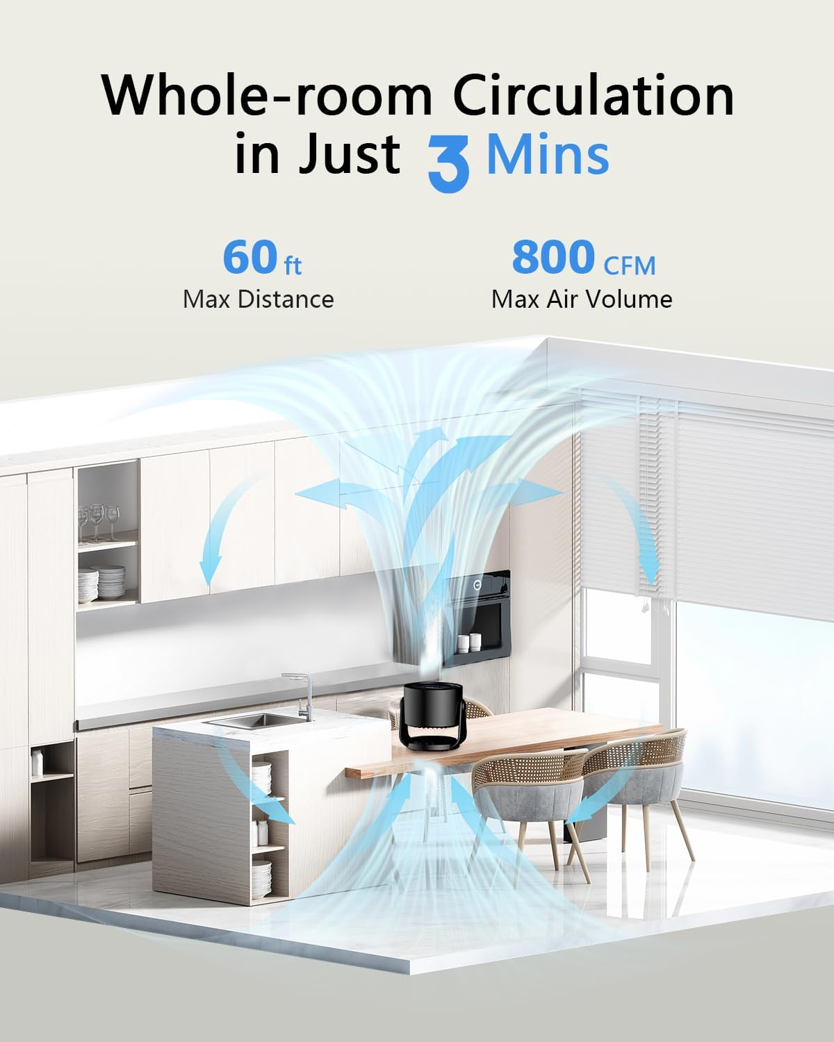 Table Fans, Handheld Portable Turbo Fan Ultra Quiet Desk Fan, Digital Display Rechargeable USB, 105&deg;Tilt 100 Speeds, Wall-Mounted Design, Portable Fans for Home Office Kitchen Travel Camping - White image number 7