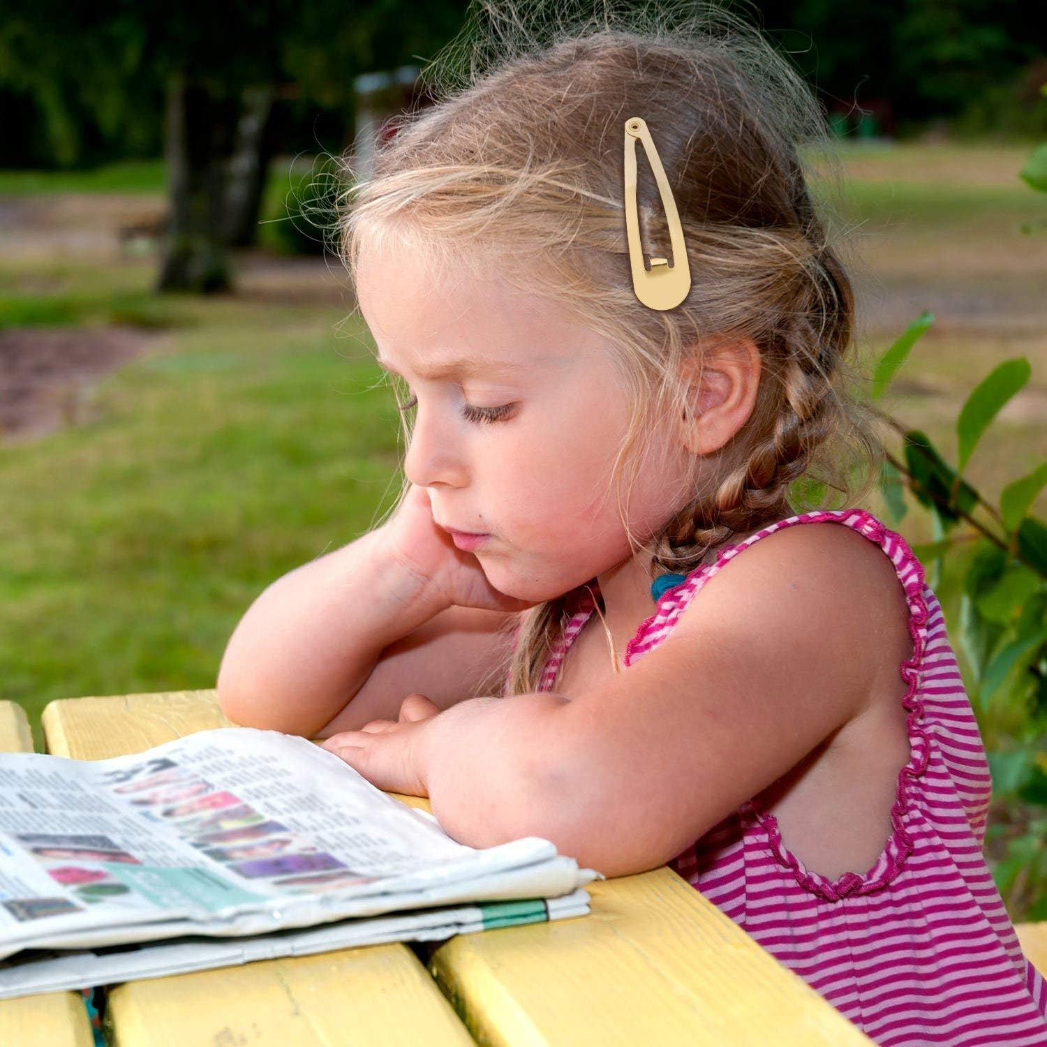 Hotop 50 Pack Snap Hair Clips Hair Barrettes for Kids, Girls and Women, 50 Mm (Gold) image number 3