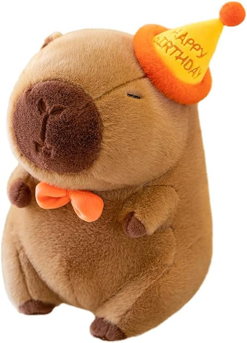 Cute Birthday Capybara Plush, 12-Inch Kawaii Stuffed Animal Soft Toy, Birthday Gifts, Party Decoration for Kids