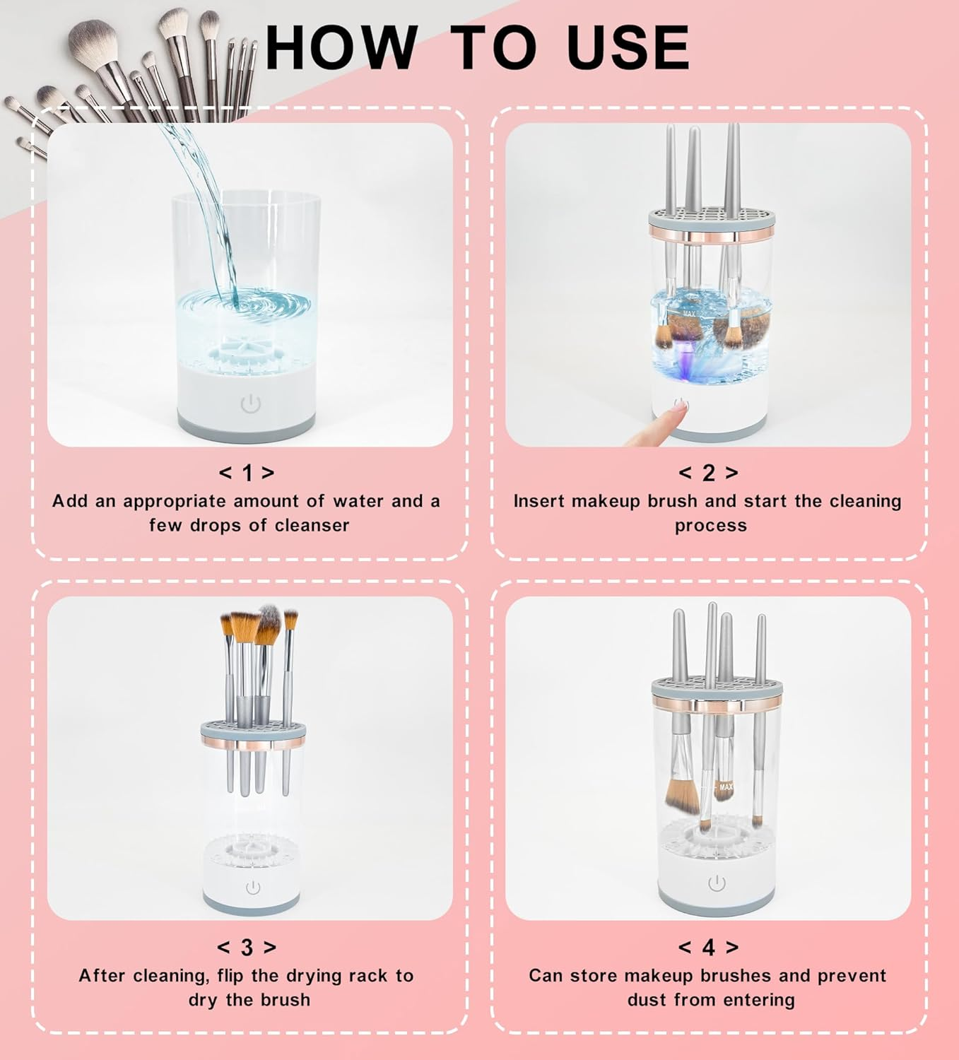YBVABE Makeup Brush Cleaner Machine, Electric 9000 RPM Automatic Rotation, IP65 Waterproof, USB Plug Design, Fast and Efficient Cleaning for Makeup Brushes and Sponges, Easy to Use image number 3